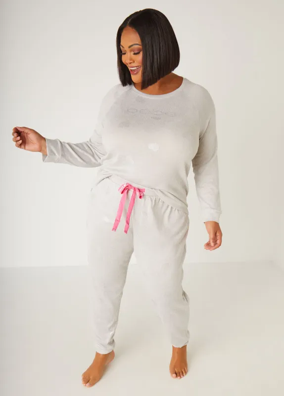 Bebe Metallic Hearts Joggers Set sold by Ashley Stewart