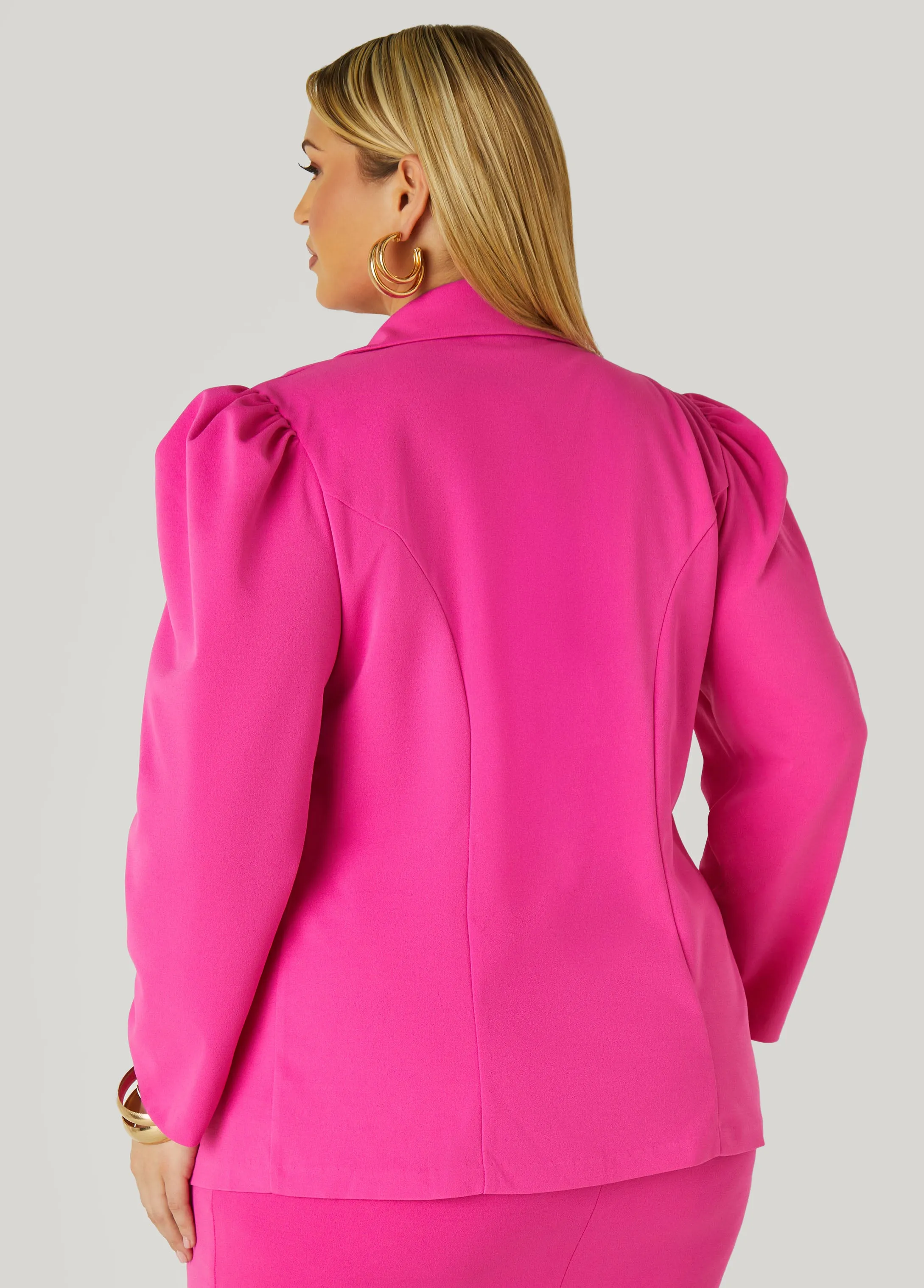 Button Front Crepe Blazer sold by Ashley Stewart product image thumbnail 2