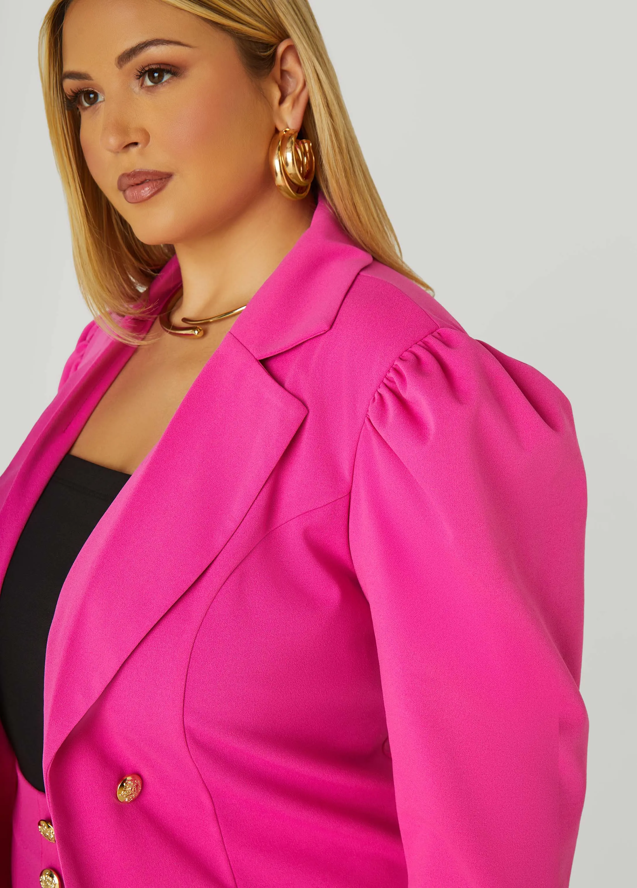 Button Front Crepe Blazer sold by Ashley Stewart product image thumbnail 4