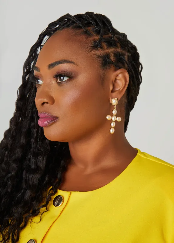 Pearl Cross Earrings sold by Ashley Stewart