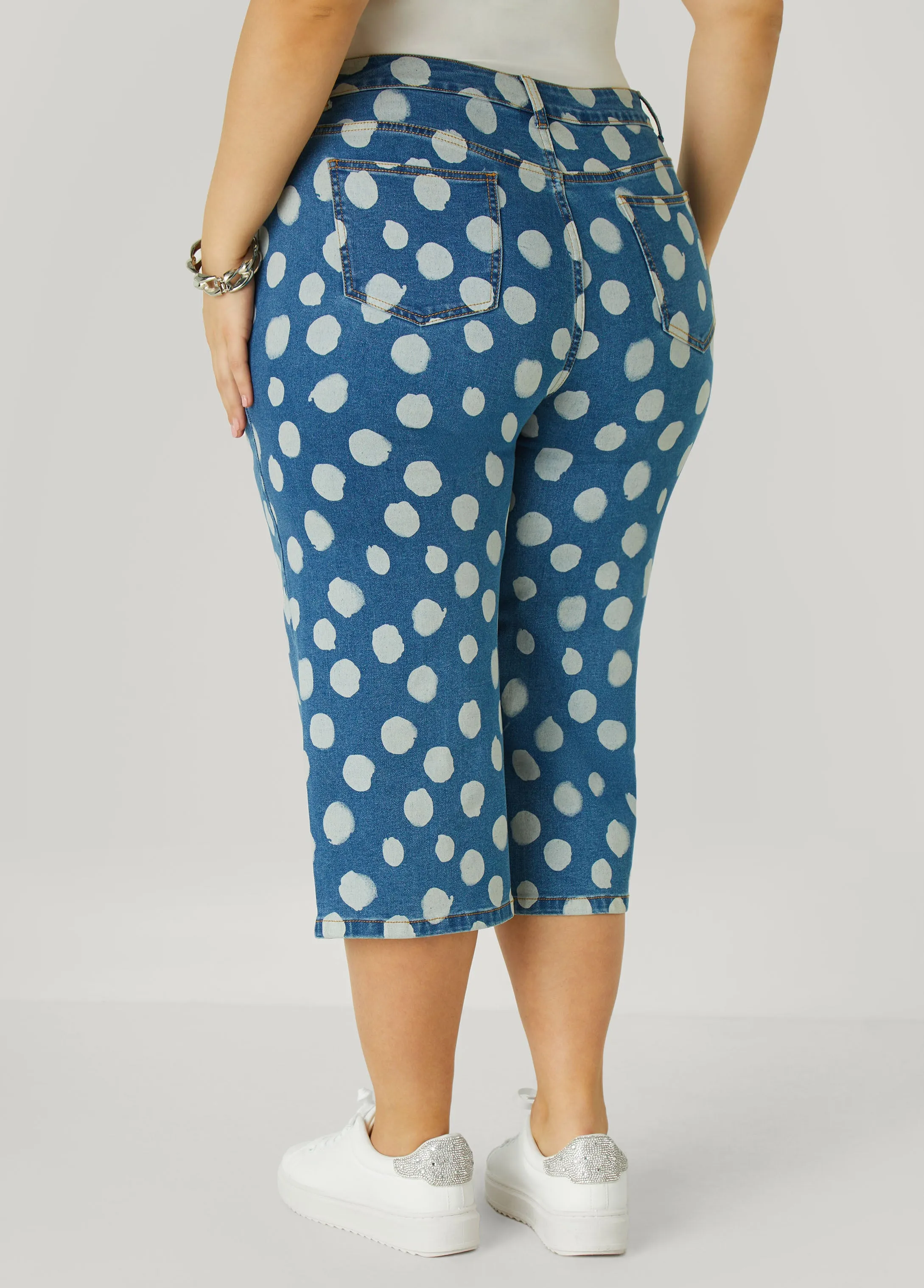 Polka Dot Denim Capris sold by Ashley Stewart product image thumbnail 2