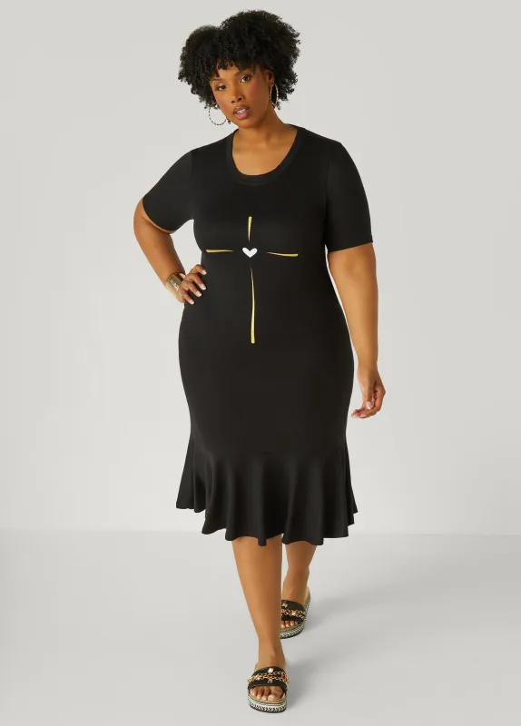 Heart Midi T Shirt Dress sold by Ashley Stewart
