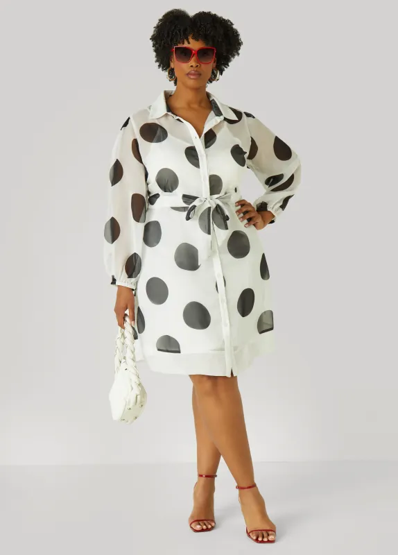 Polka Dot Organza Shirtdress sold by Ashley Stewart