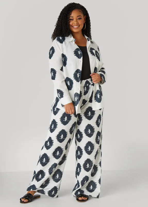 Ikat Print Wide Leg Pants sold by Ashley Stewart