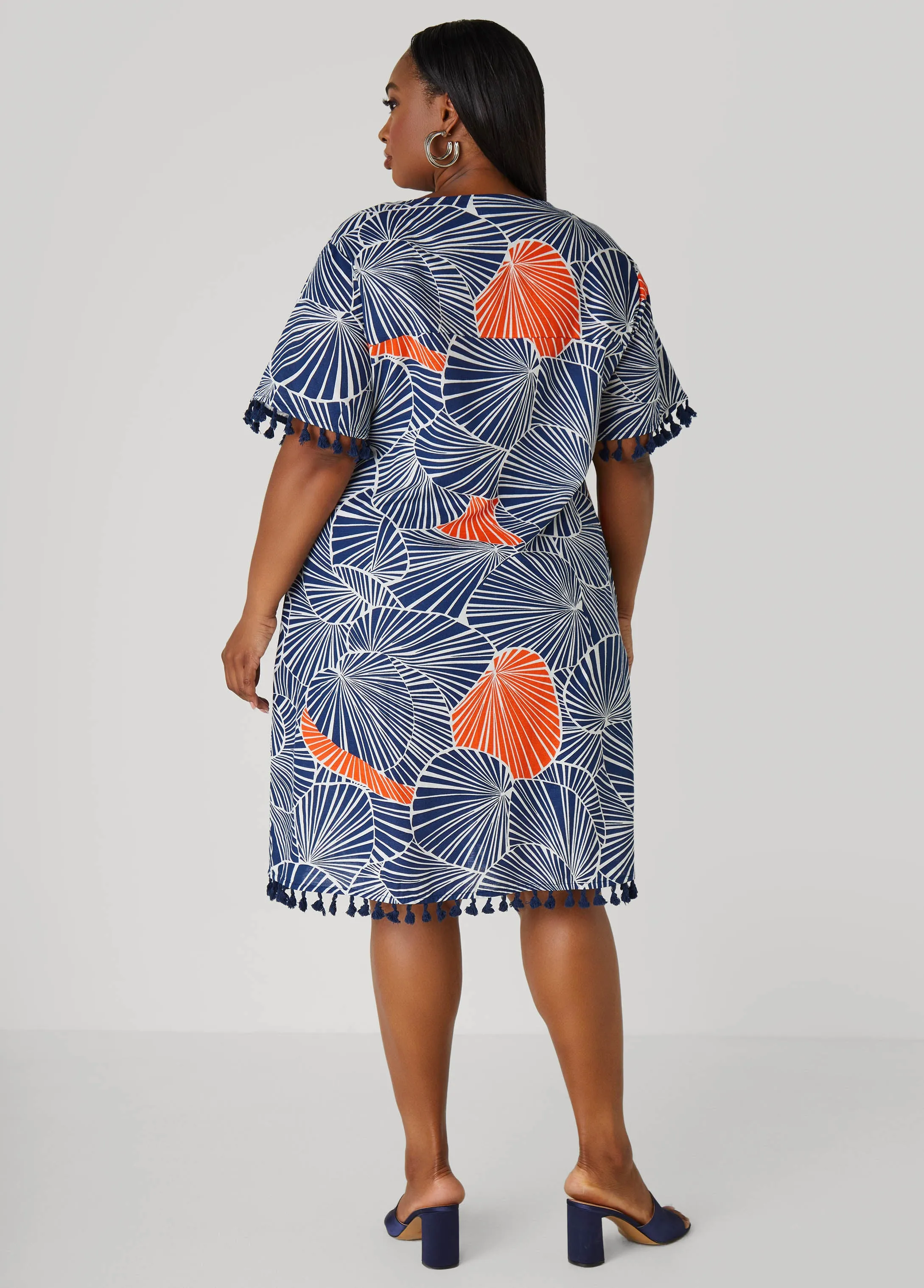 Tasseled Leaf Print Dress sold by Ashley Stewart product image thumbnail 2