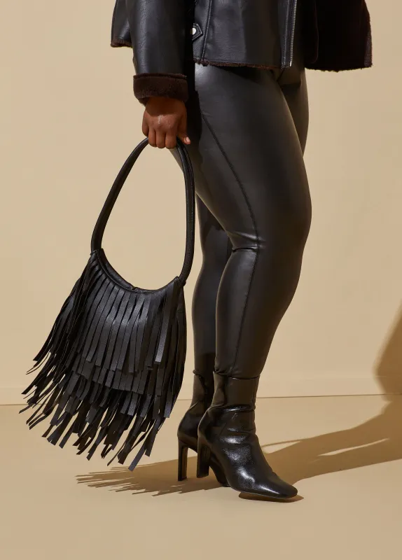 Faux Leather Fringed Bag sold by Ashley Stewart