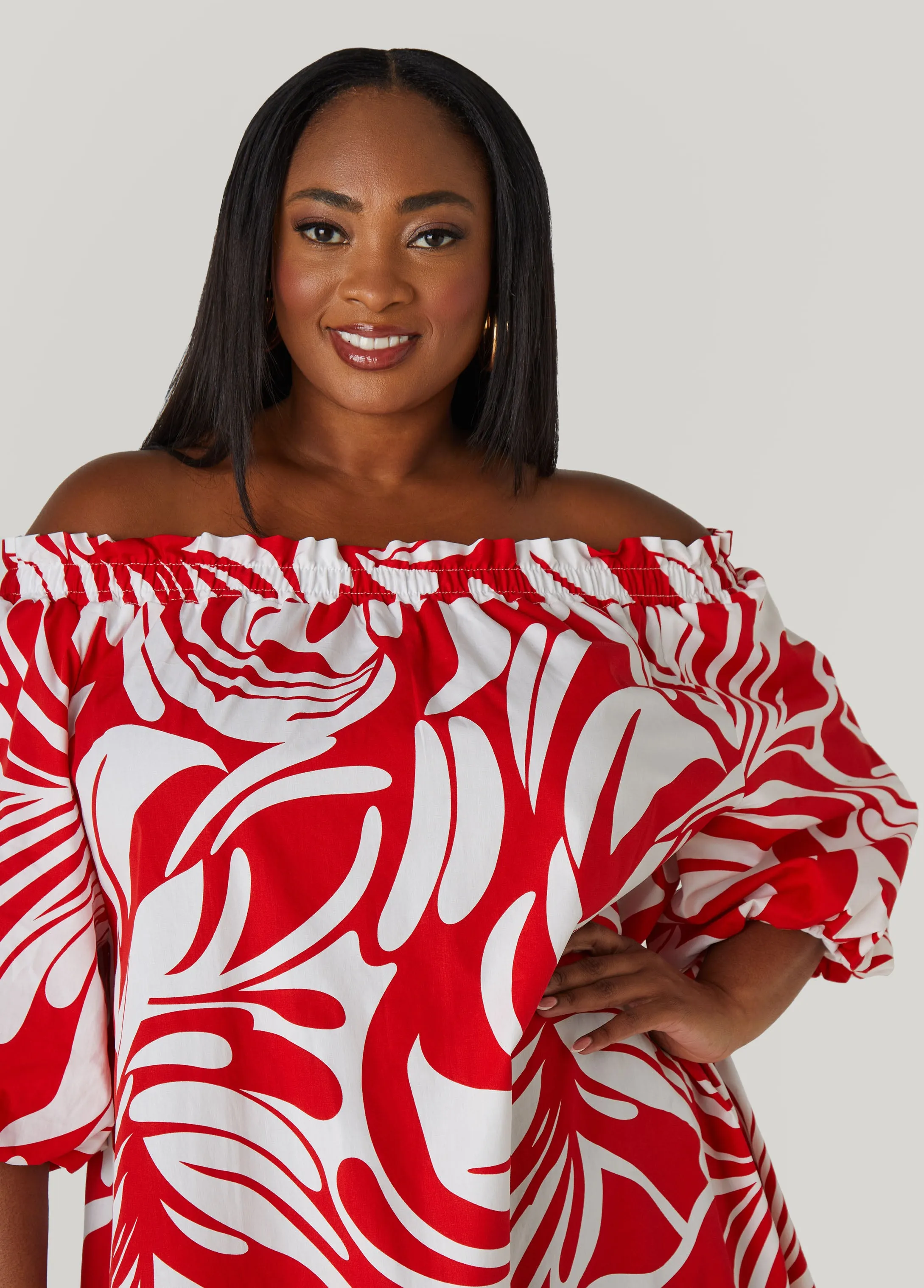Off The Shoulder Tropical Dress sold by Ashley Stewart product image thumbnail 3