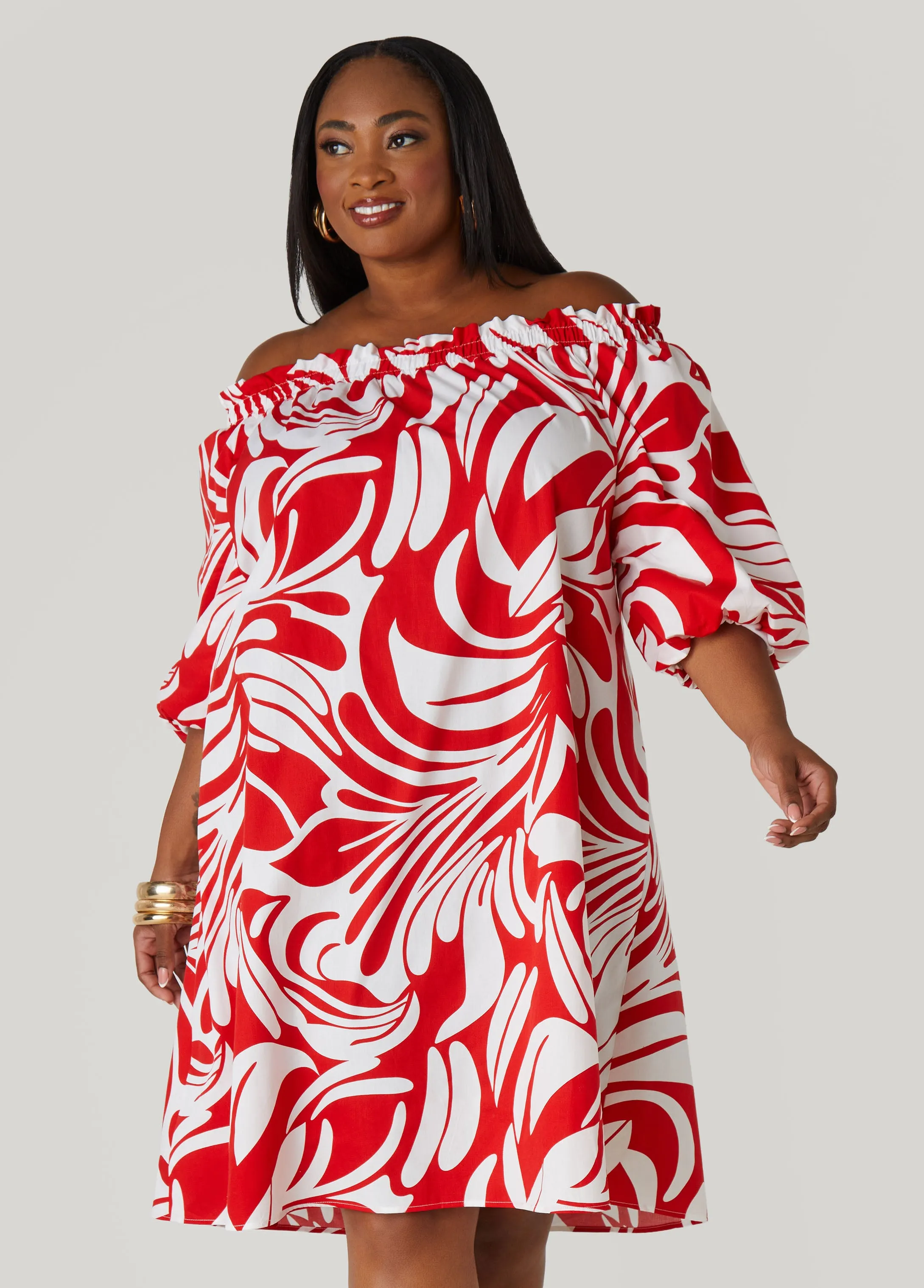 Off The Shoulder Tropical Dress sold by Ashley Stewart product image thumbnail 4