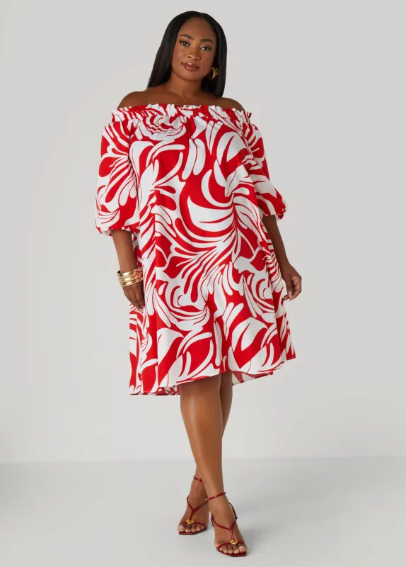 Off The Shoulder Tropical Dress sold by Ashley Stewart