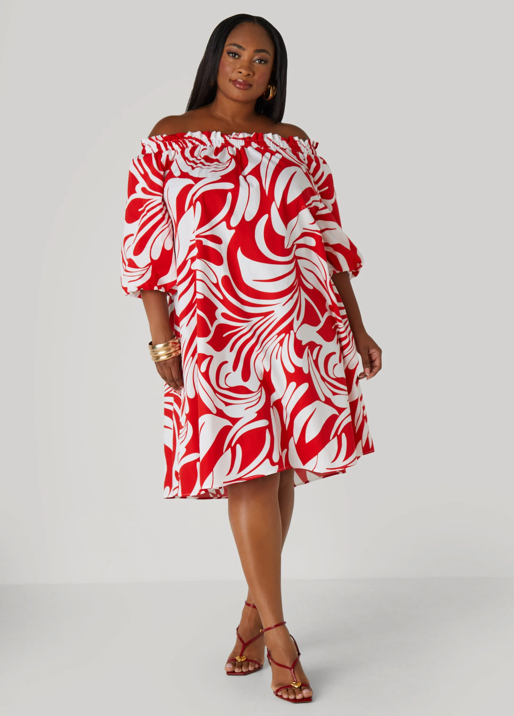 Off The Shoulder Tropical Dress sold by Ashley Stewart