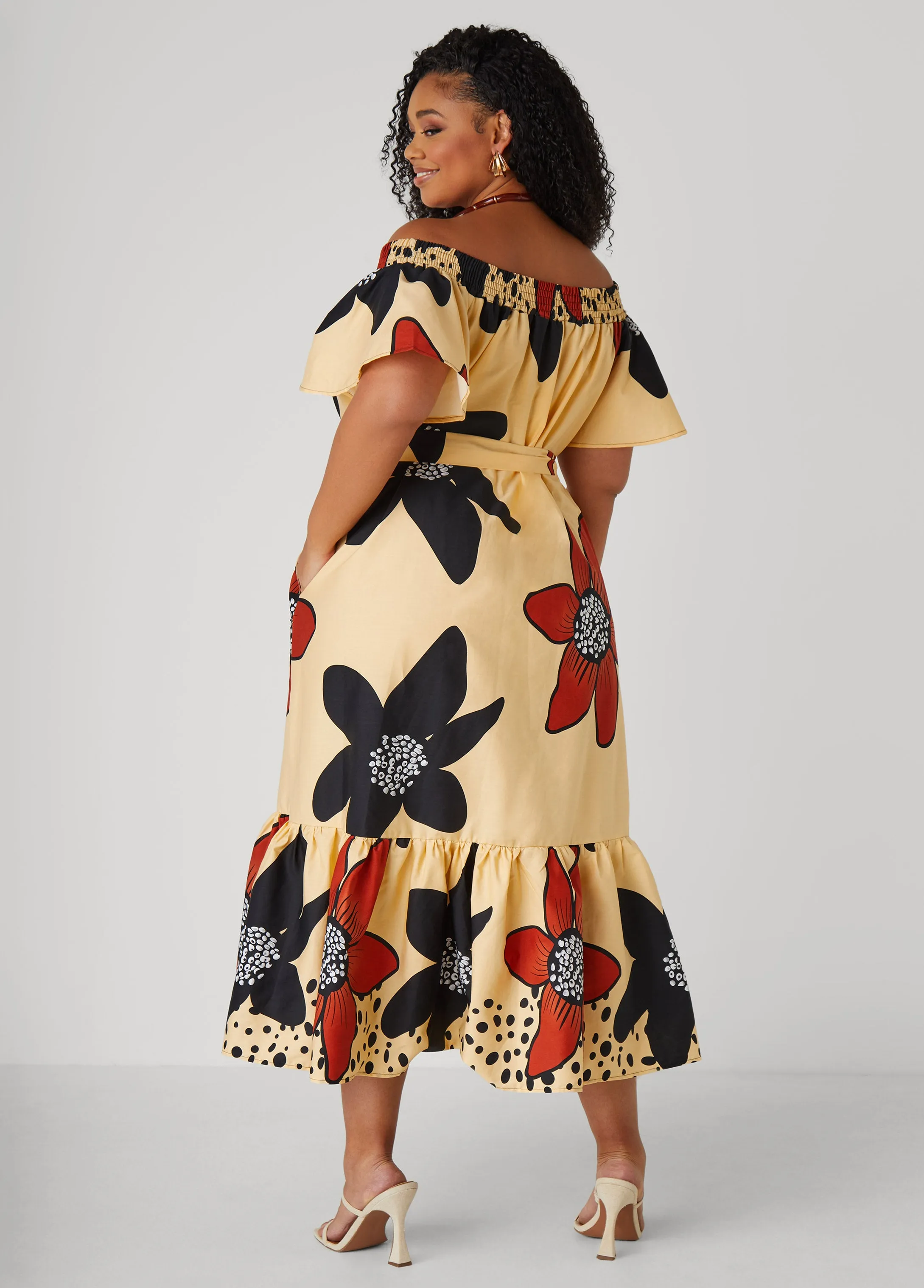 Floral Off The Shoulder Dress sold by Ashley Stewart product image thumbnail 2