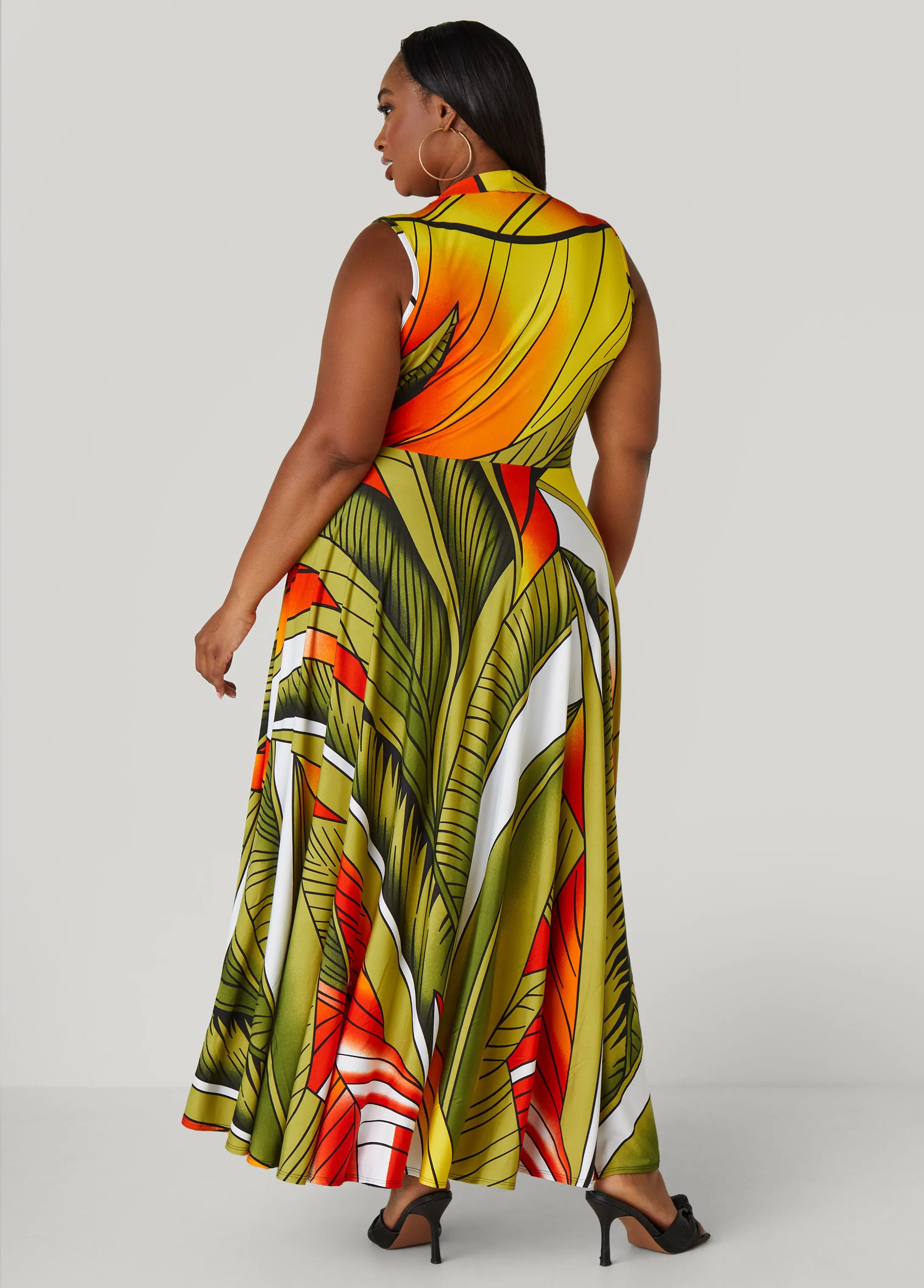 Tropical Faux Wrap Maxi Dress sold by Ashley Stewart product image thumbnail 2