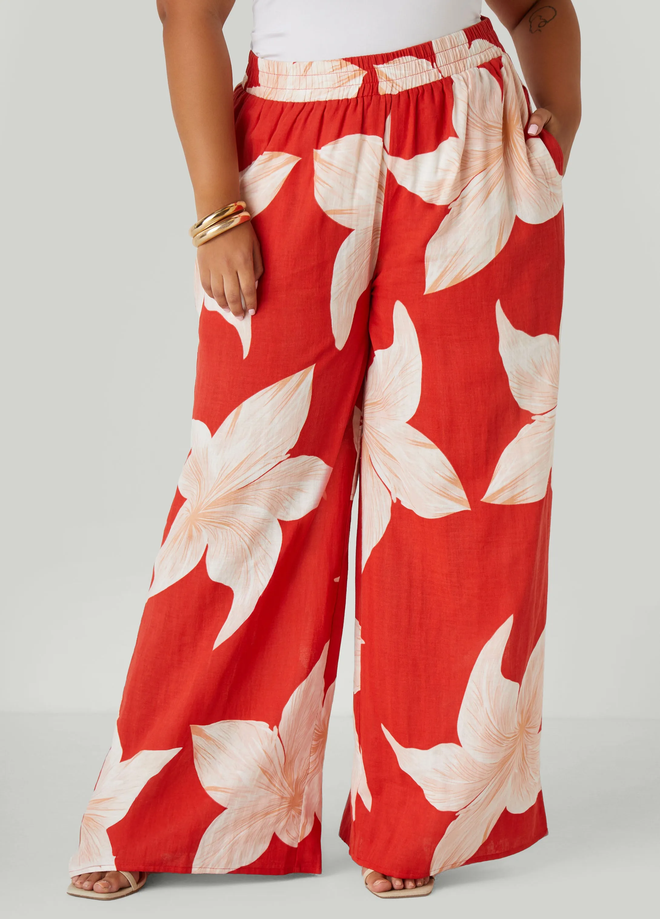 Floral Print Cotton Gauze Pants sold by Ashley Stewart product image thumbnail 3