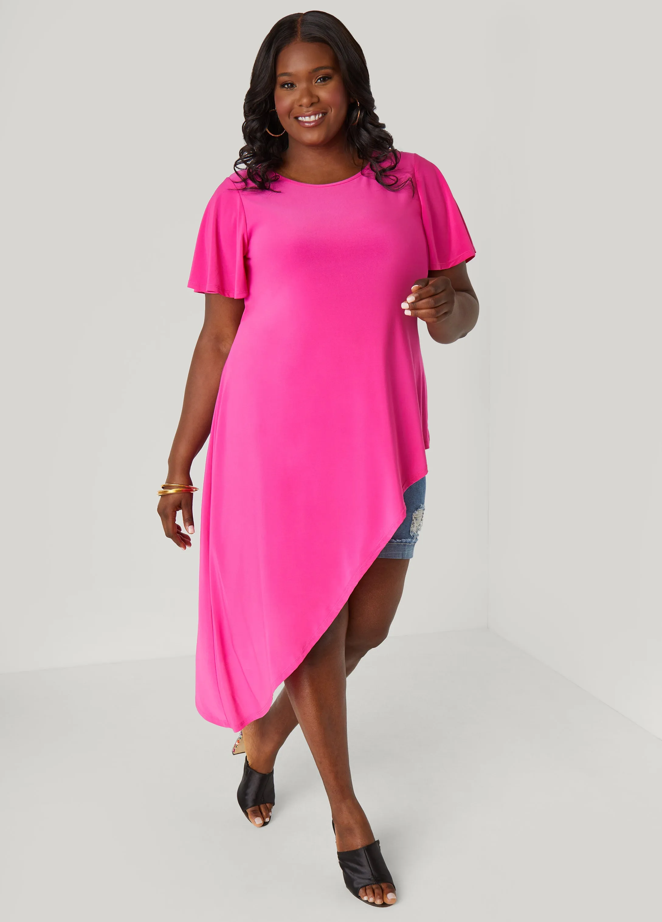 Asymmetric Stretch Knit Top sold by Ashley Stewart product image thumbnail 3