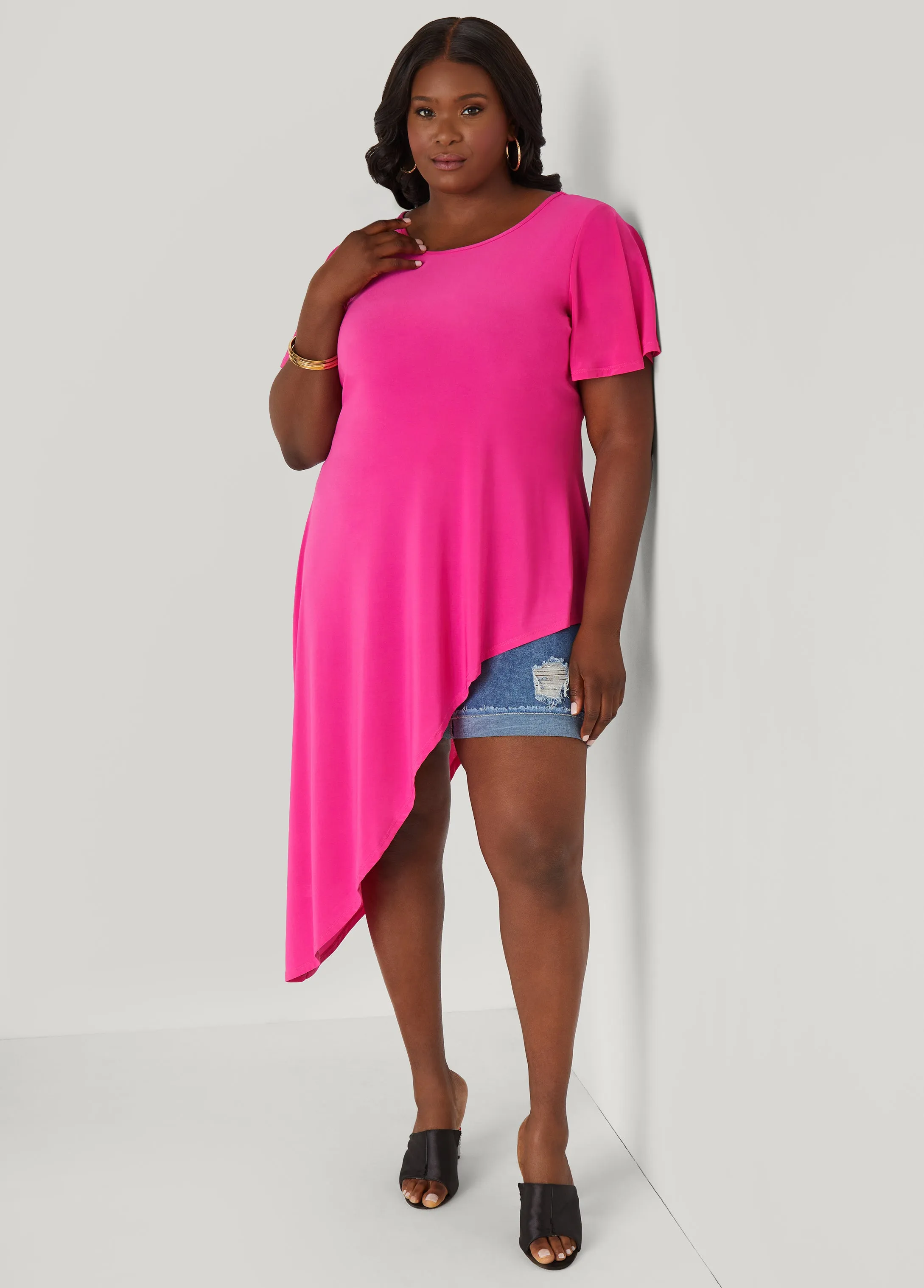 Asymmetric Stretch Knit Top sold by Ashley Stewart