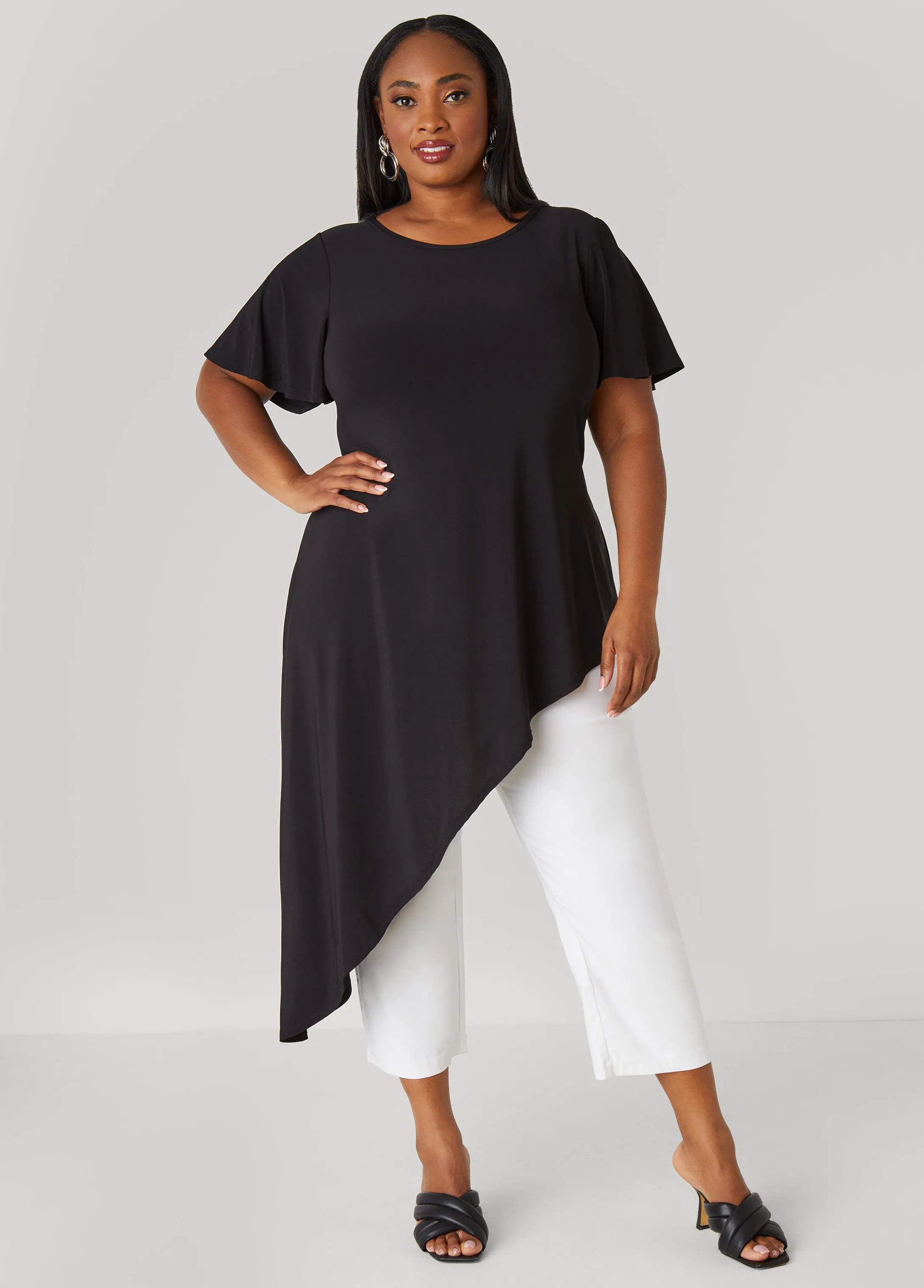 Asymmetric Stretch Knit Top sold by Ashley Stewart product image thumbnail 4