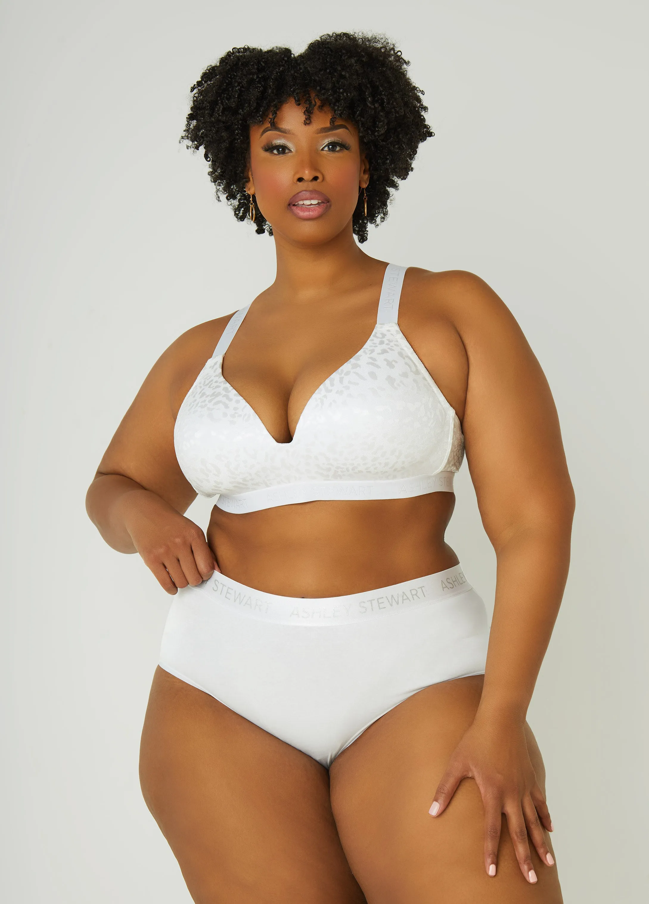 Wireless Leopard Jacquard Bra sold by Ashley Stewart