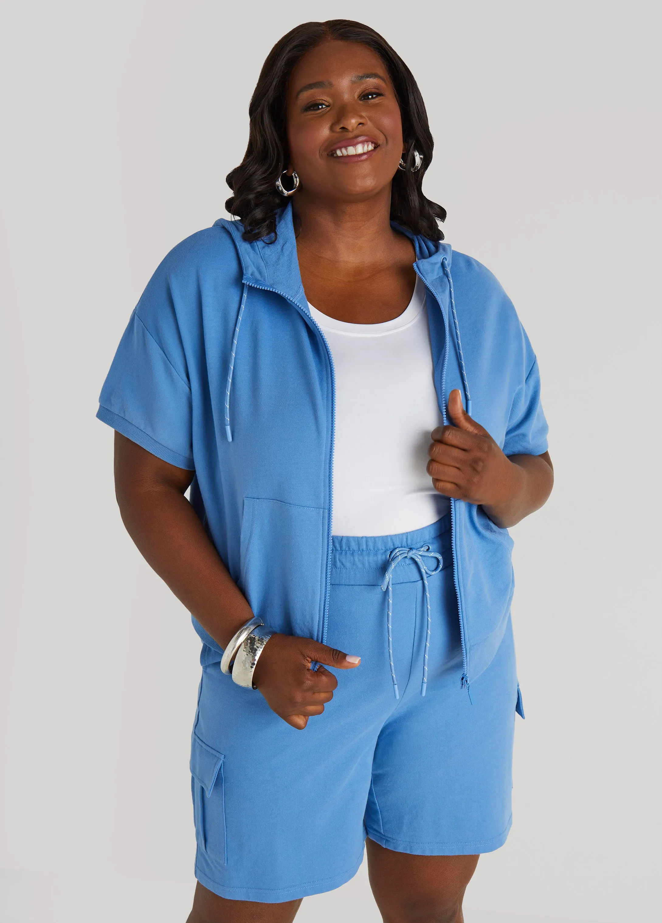 Zip Front French Terry Hoodie sold by Ashley Stewart