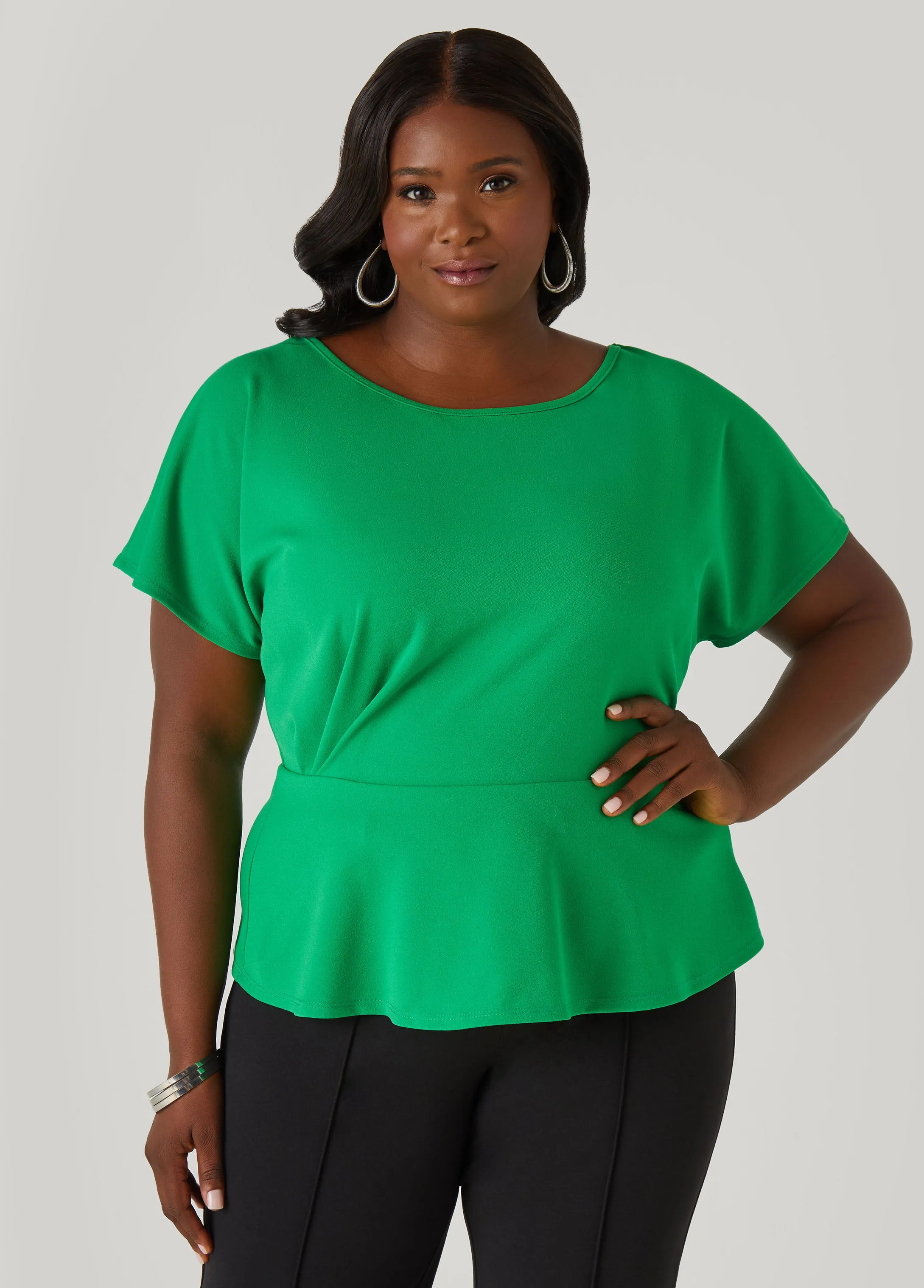 Pleated Peplum Top sold by Ashley Stewart