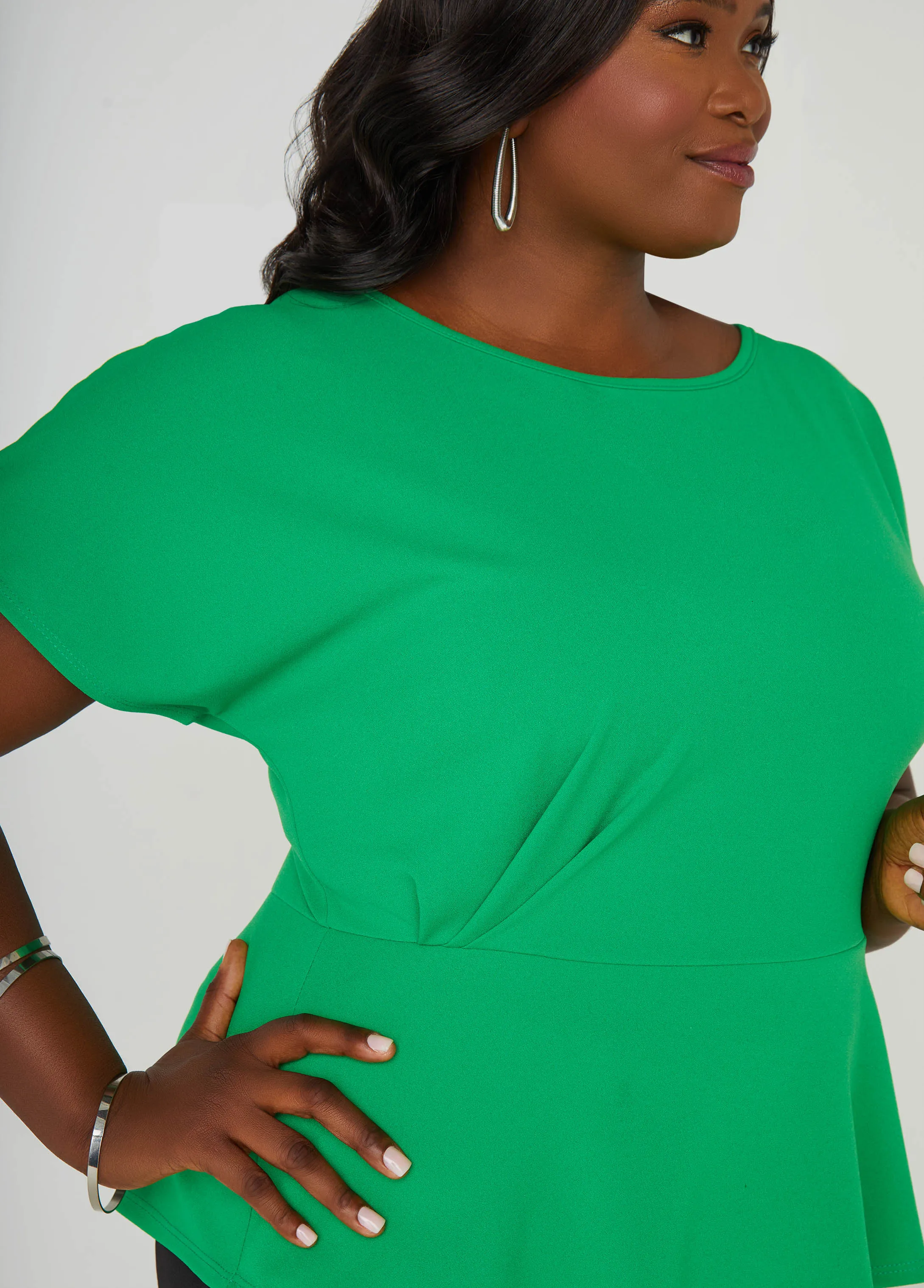 Pleated Peplum Top sold by Ashley Stewart product image thumbnail 3