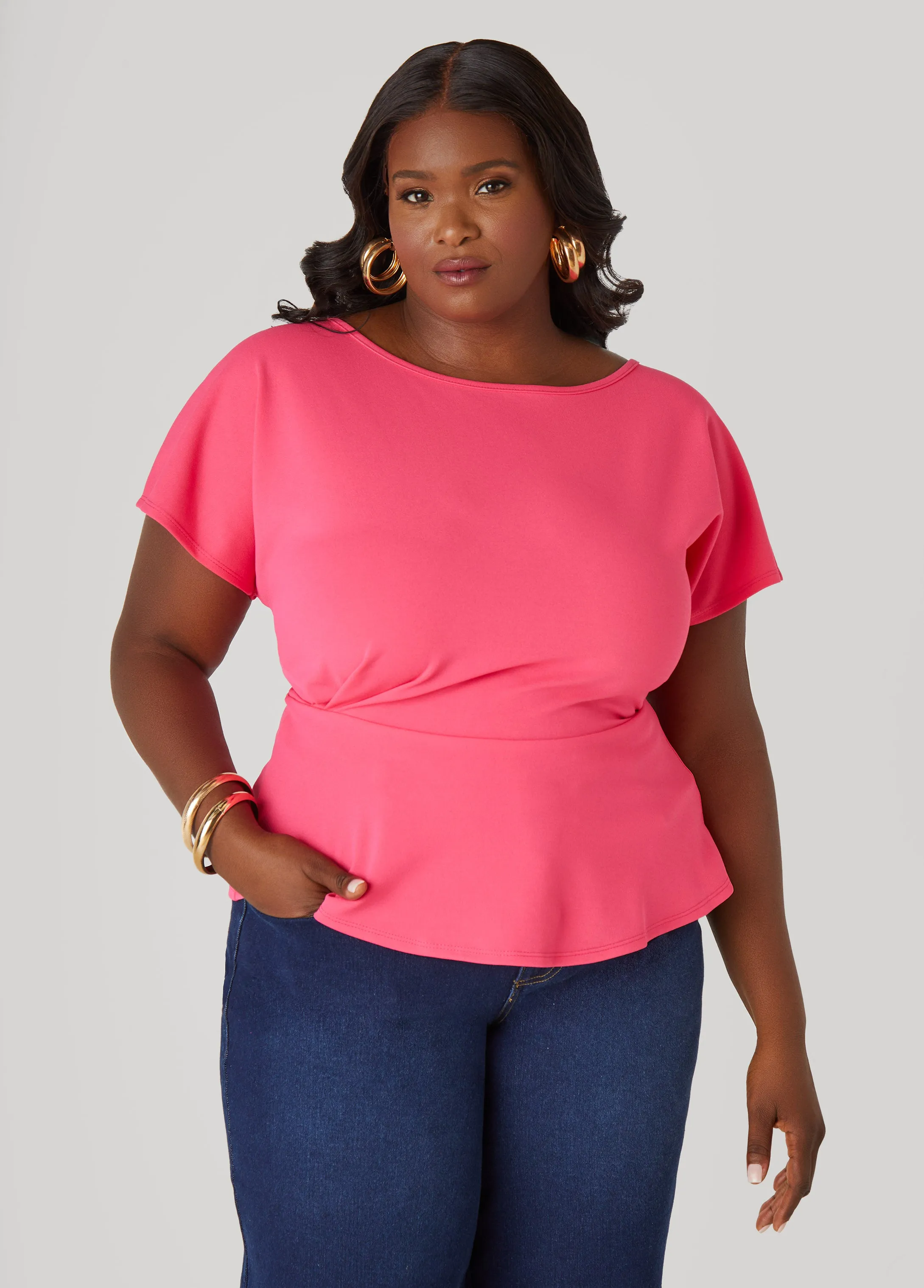 Pleated Peplum Top sold by Ashley Stewart product image thumbnail 5