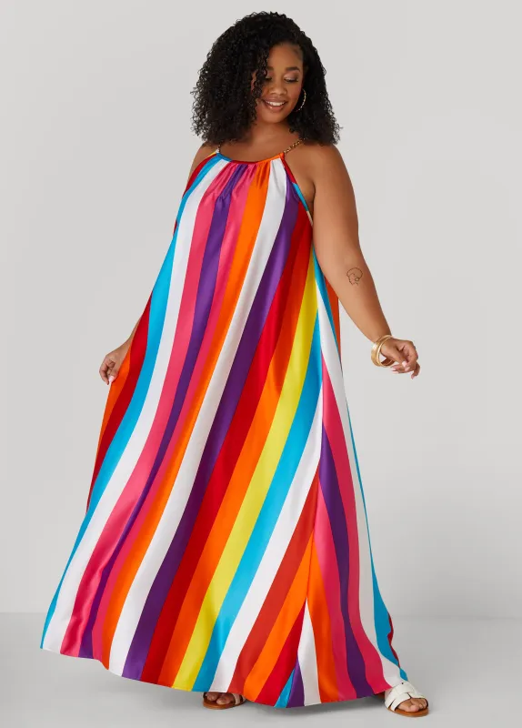 Striped Chain Trimmed Maxi Dress sold by Ashley Stewart
