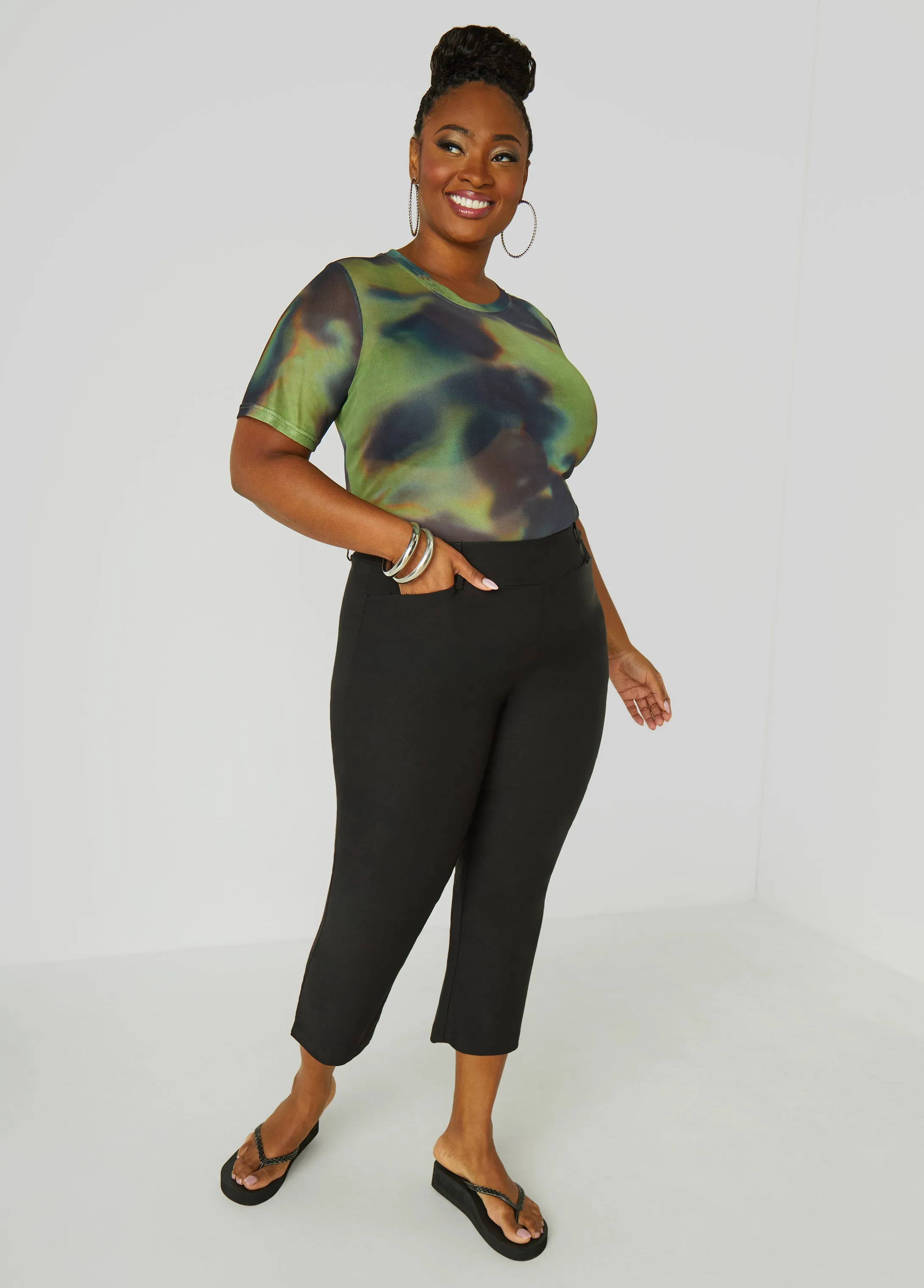 Tie Dyed Mesh Tee sold by Ashley Stewart product image thumbnail 3