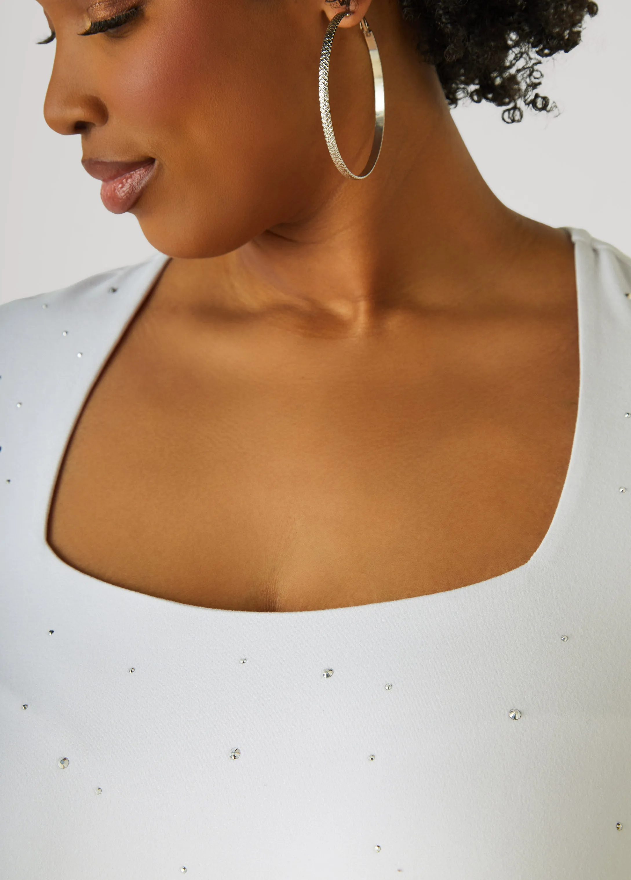 Square Neck Crystal Tee sold by Ashley Stewart product image thumbnail 4