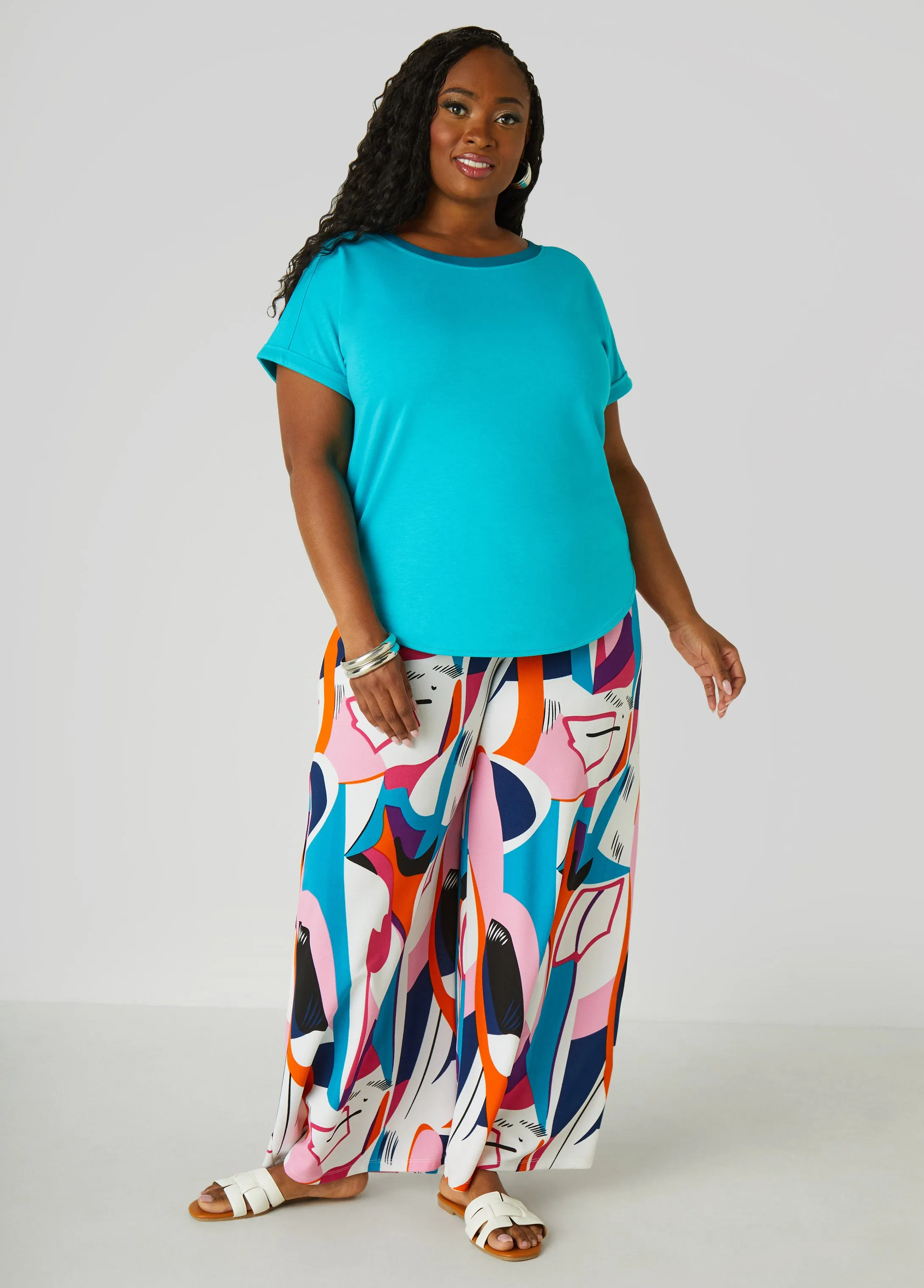 Satin Trimmed French Terry Tee sold by Ashley Stewart product image thumbnail 3