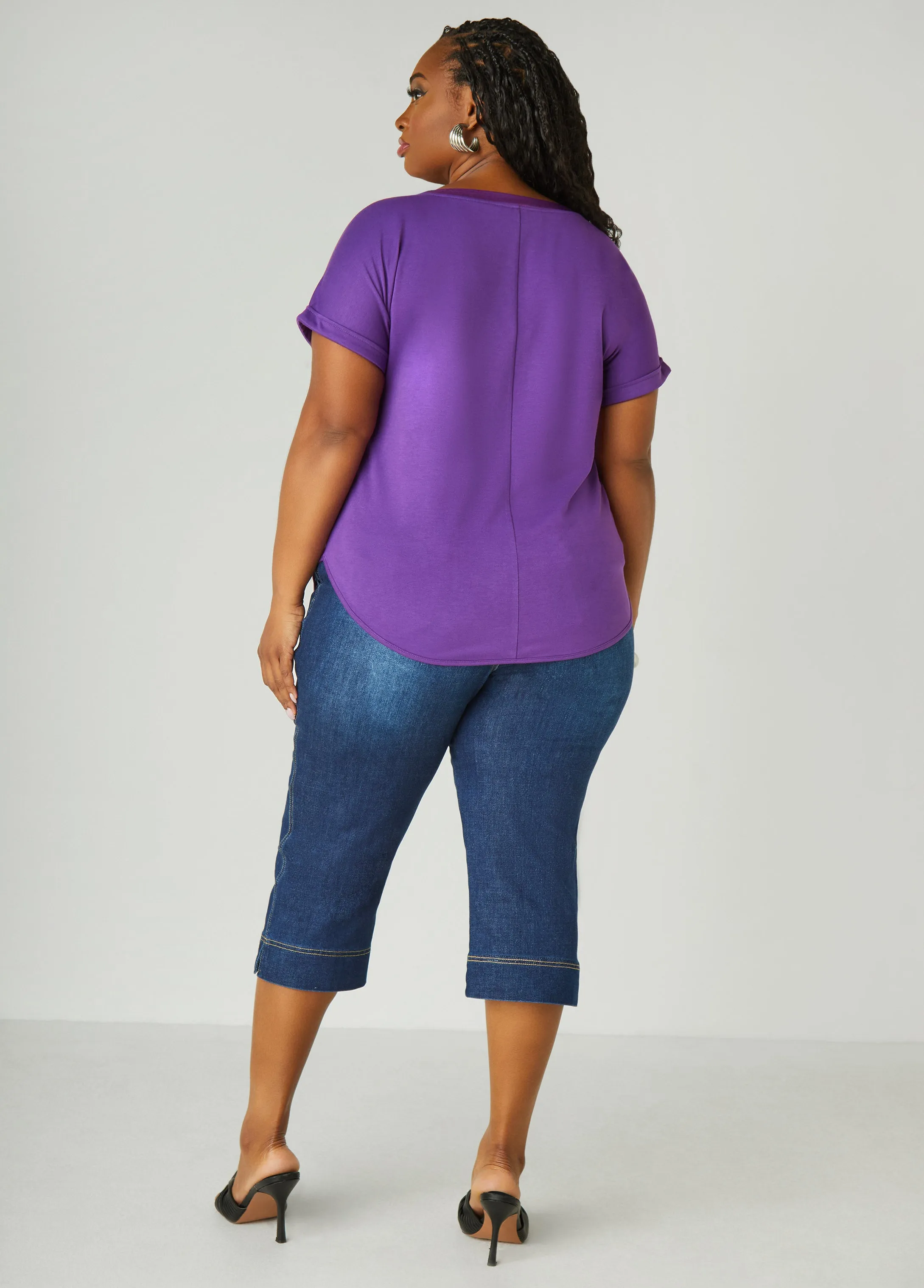 Satin Trimmed French Terry Tee sold by Ashley Stewart product image thumbnail 5