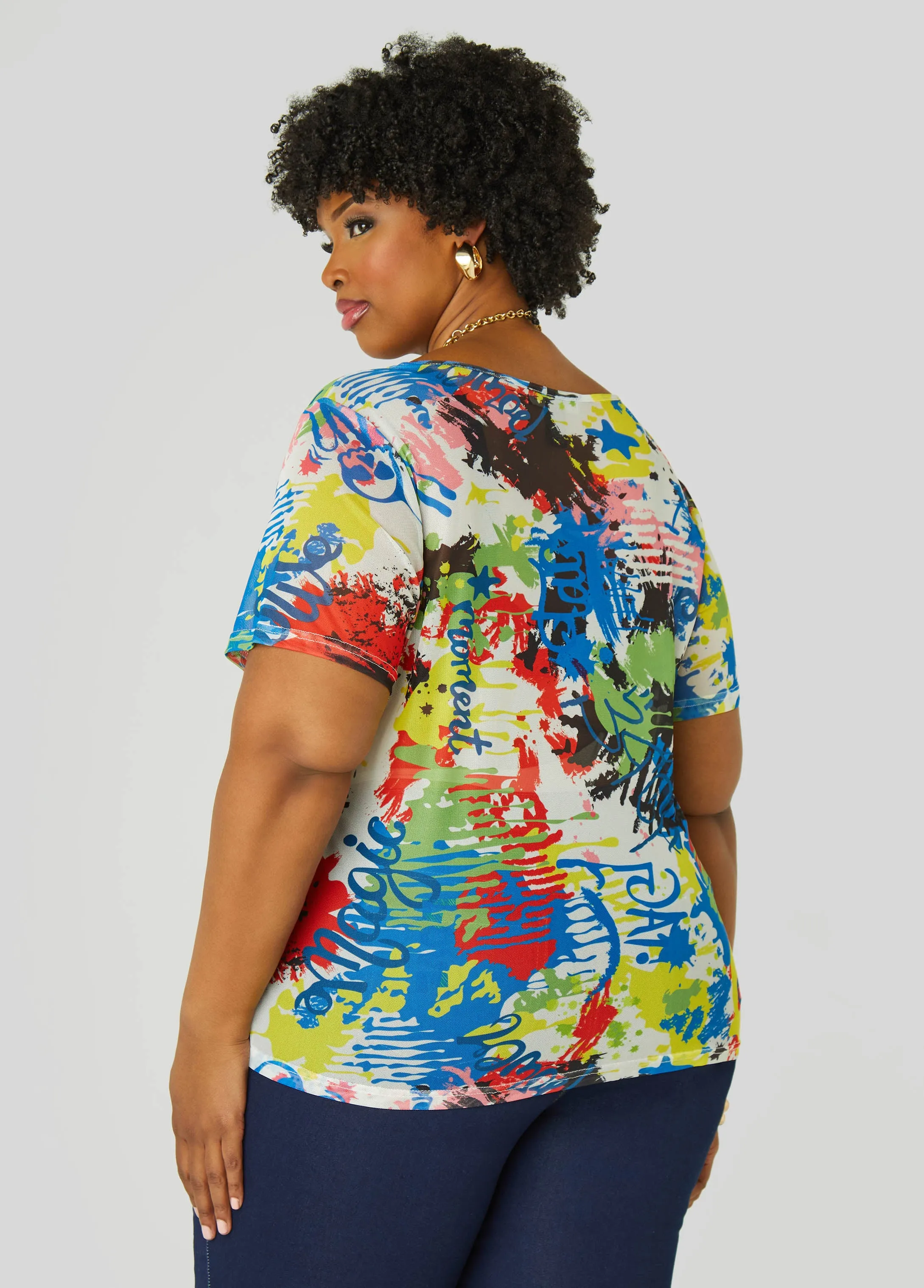 Graffiti Mesh Tee sold by Ashley Stewart product image thumbnail 2