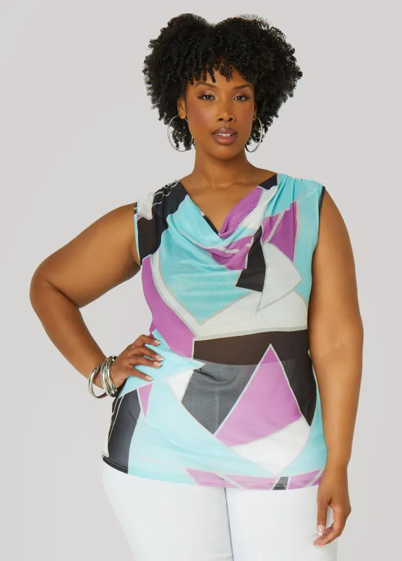Abstract Cowl Neck Top made by Ashley Stewart