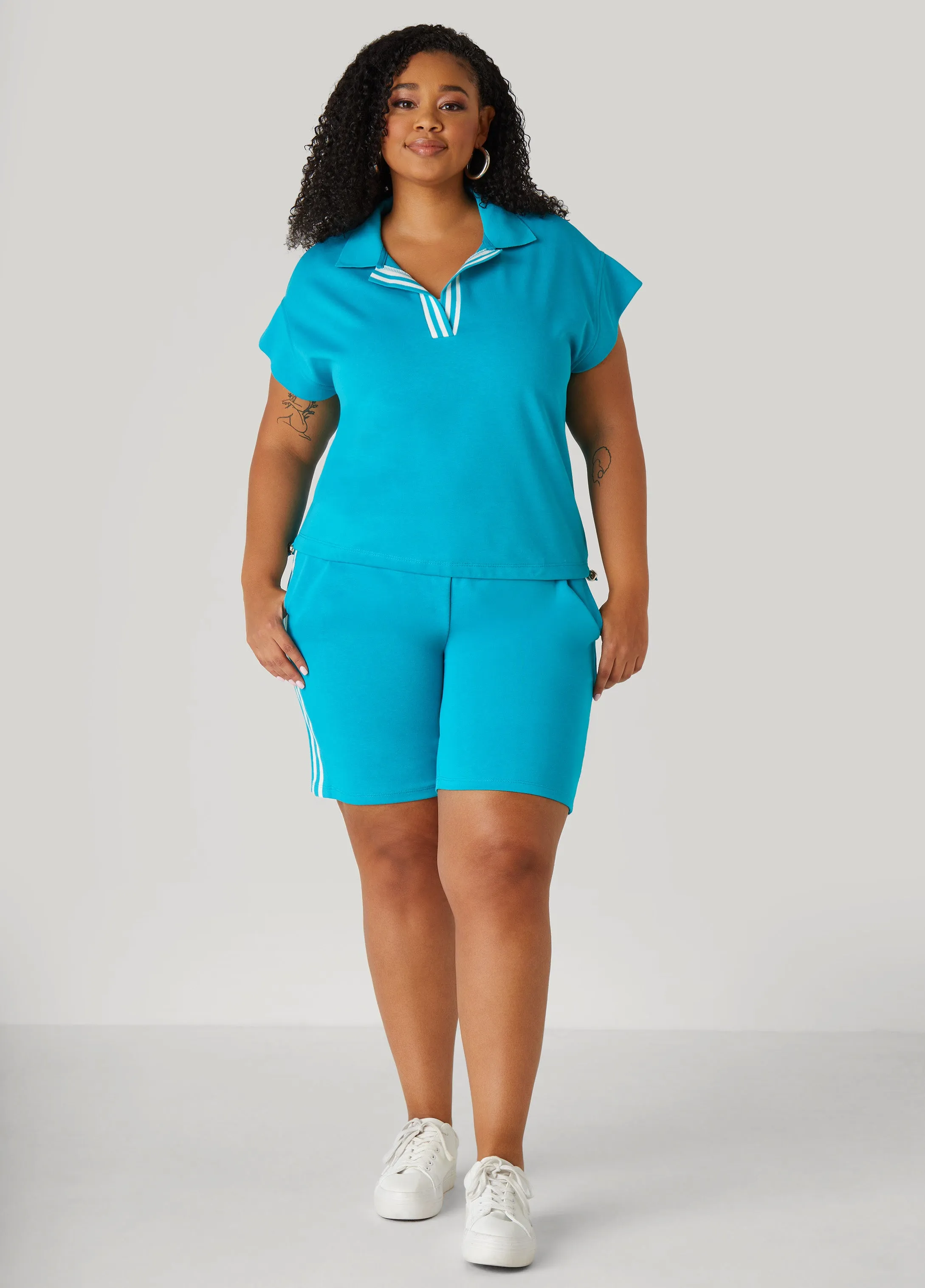 Striped French Terry Polo sold by Ashley Stewart product image thumbnail 3