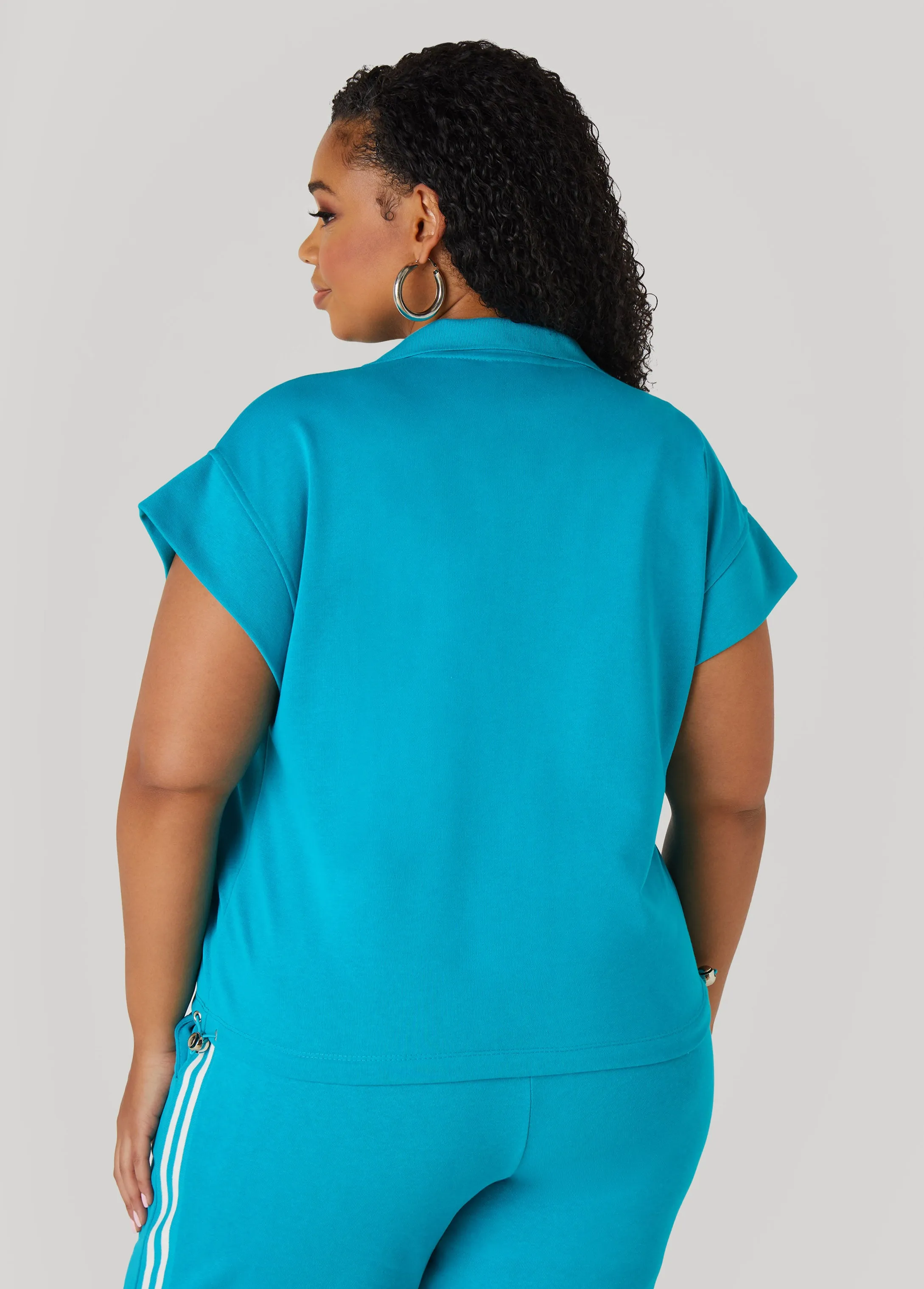 Striped French Terry Polo sold by Ashley Stewart product image thumbnail 2