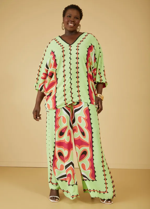 Abstract Wide Leg Pants sold by Ashley Stewart