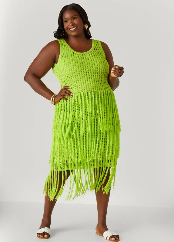 Fringed Crochet Tank Dress sold by Ashley Stewart