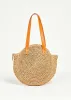 Faux Leather Trimmed Straw Bag sold by Ashley Stewart