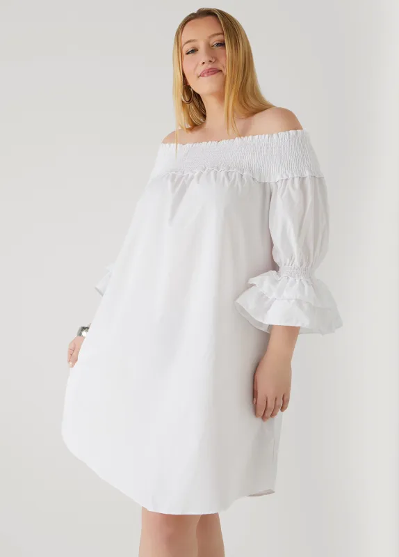 Off The Shoulder Poplin Dress sold by Ashley Stewart