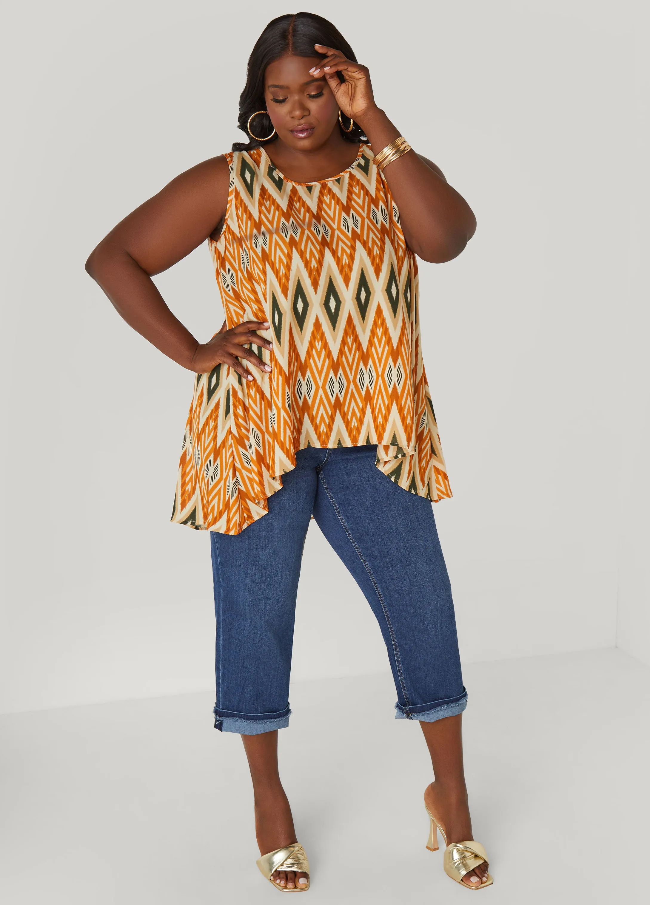 Diamond Print Hi Low Top sold by Ashley Stewart product image thumbnail 3