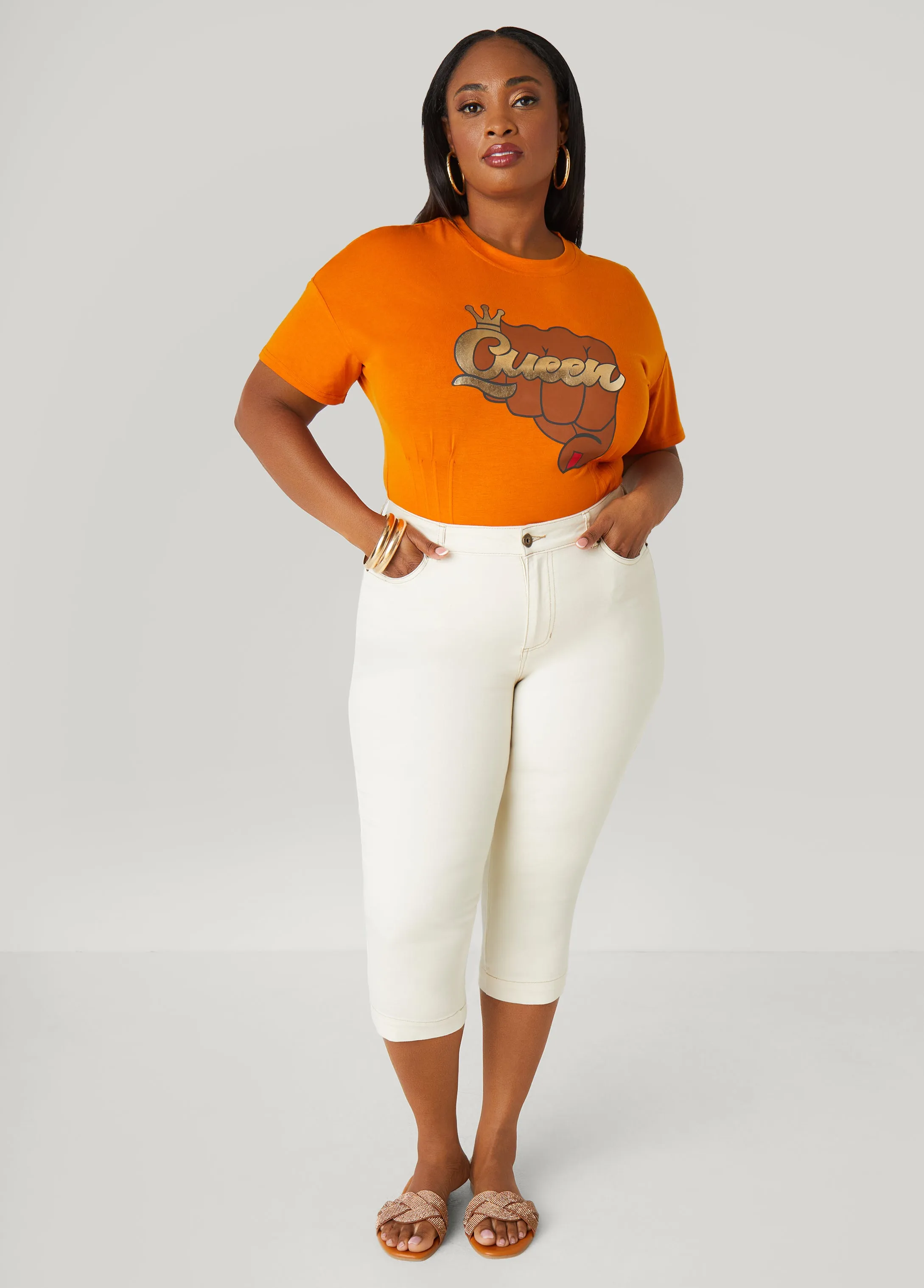 Mid Rise Denim Capris sold by Ashley Stewart product image thumbnail 3