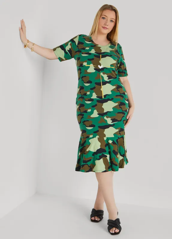 Heart Camo Print T Shirt Dress sold by Ashley Stewart