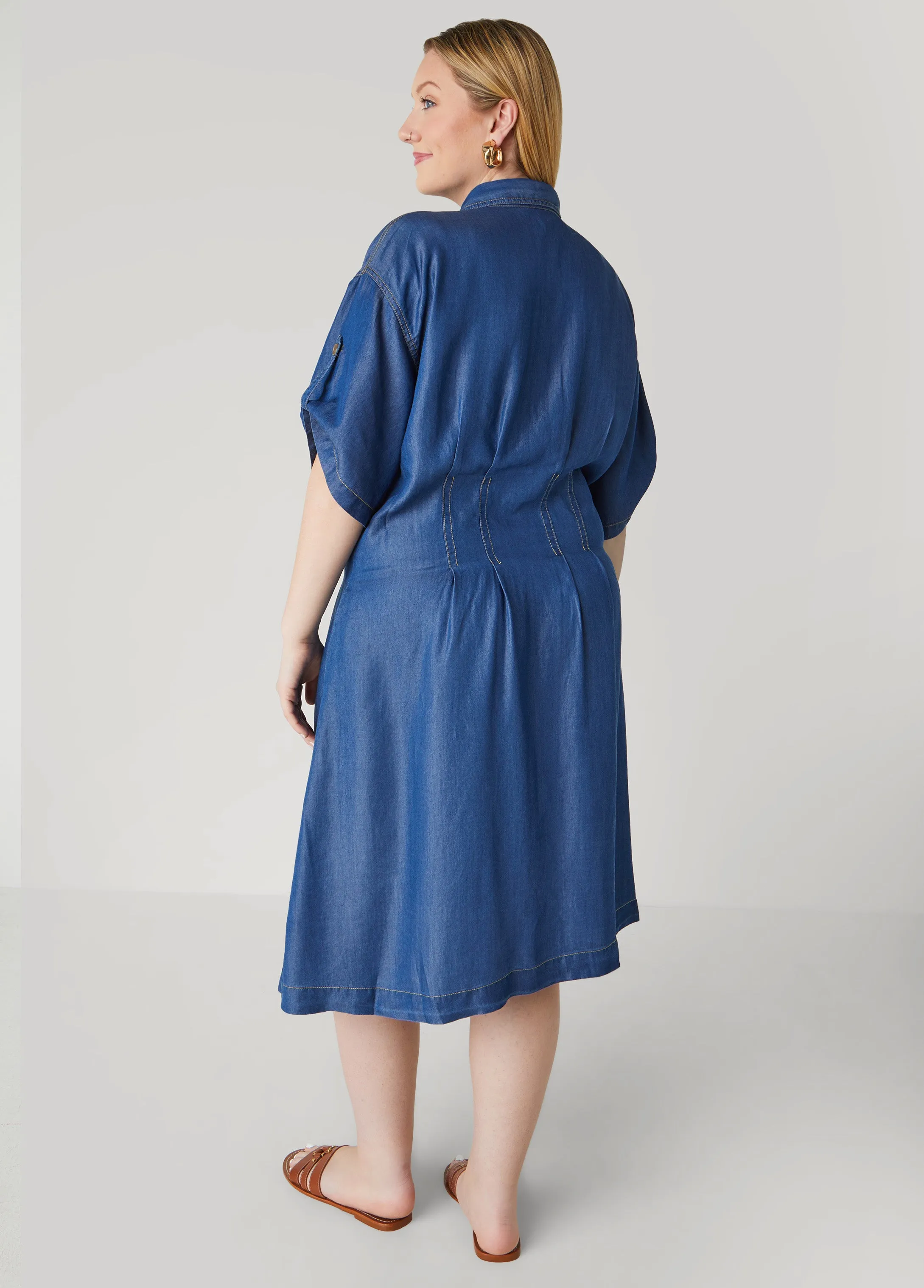 Chambray A Line Shirtdress sold by Ashley Stewart product image thumbnail 2
