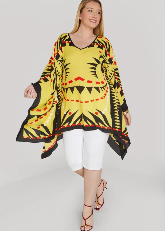 Printed V Neck Poncho sold by Ashley Stewart