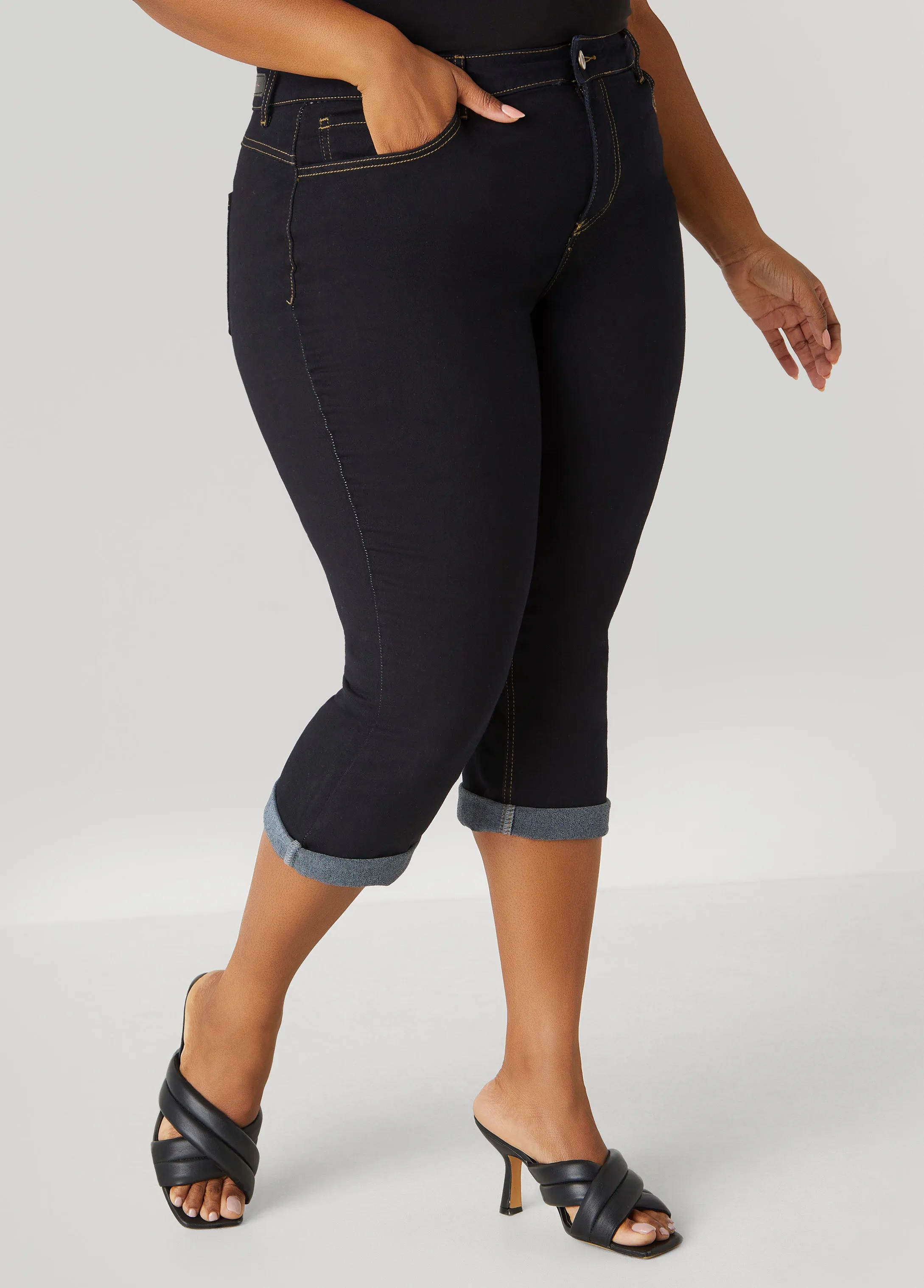 Cuffed Denim Capris sold by Ashley Stewart