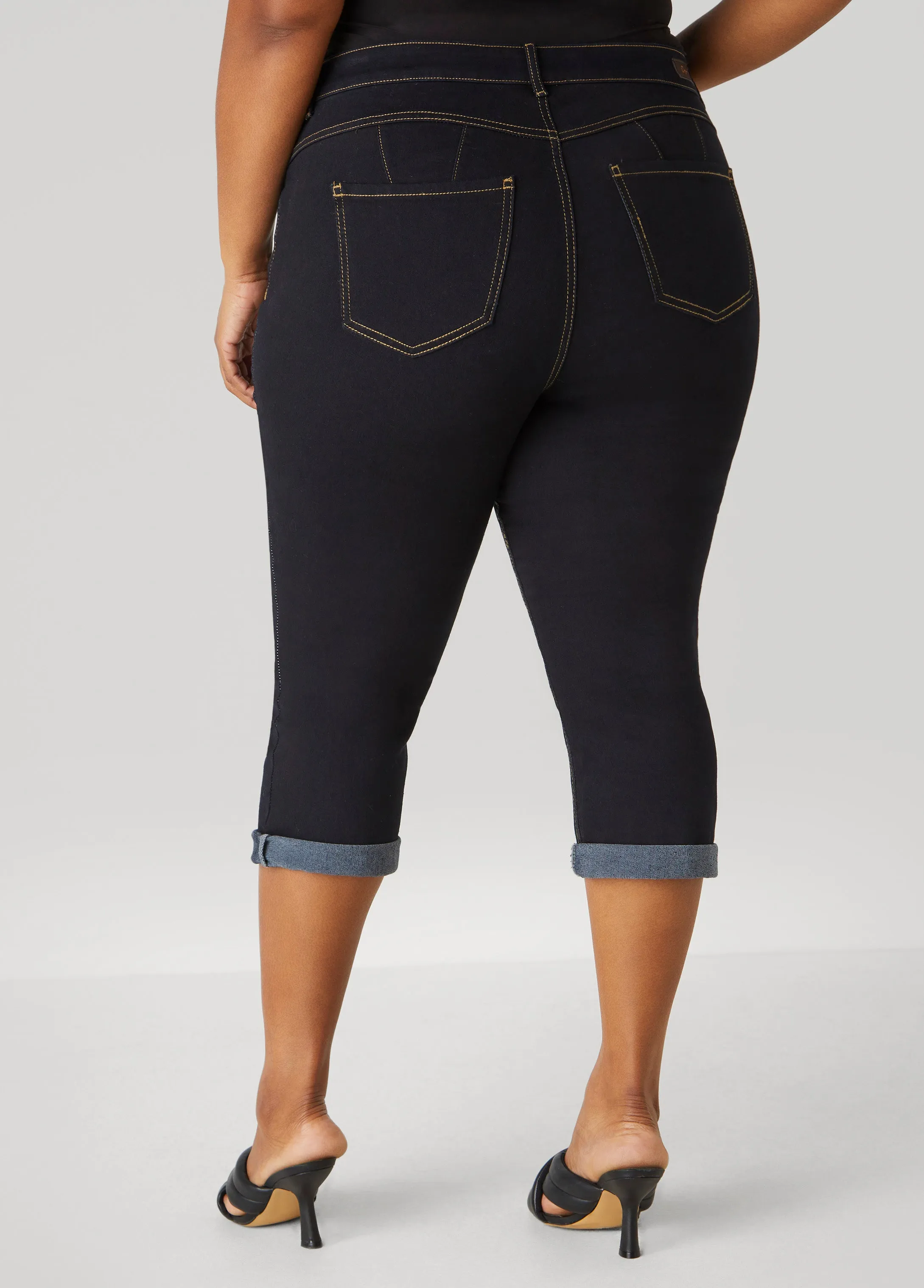 Cuffed Denim Capris sold by Ashley Stewart product image thumbnail 2