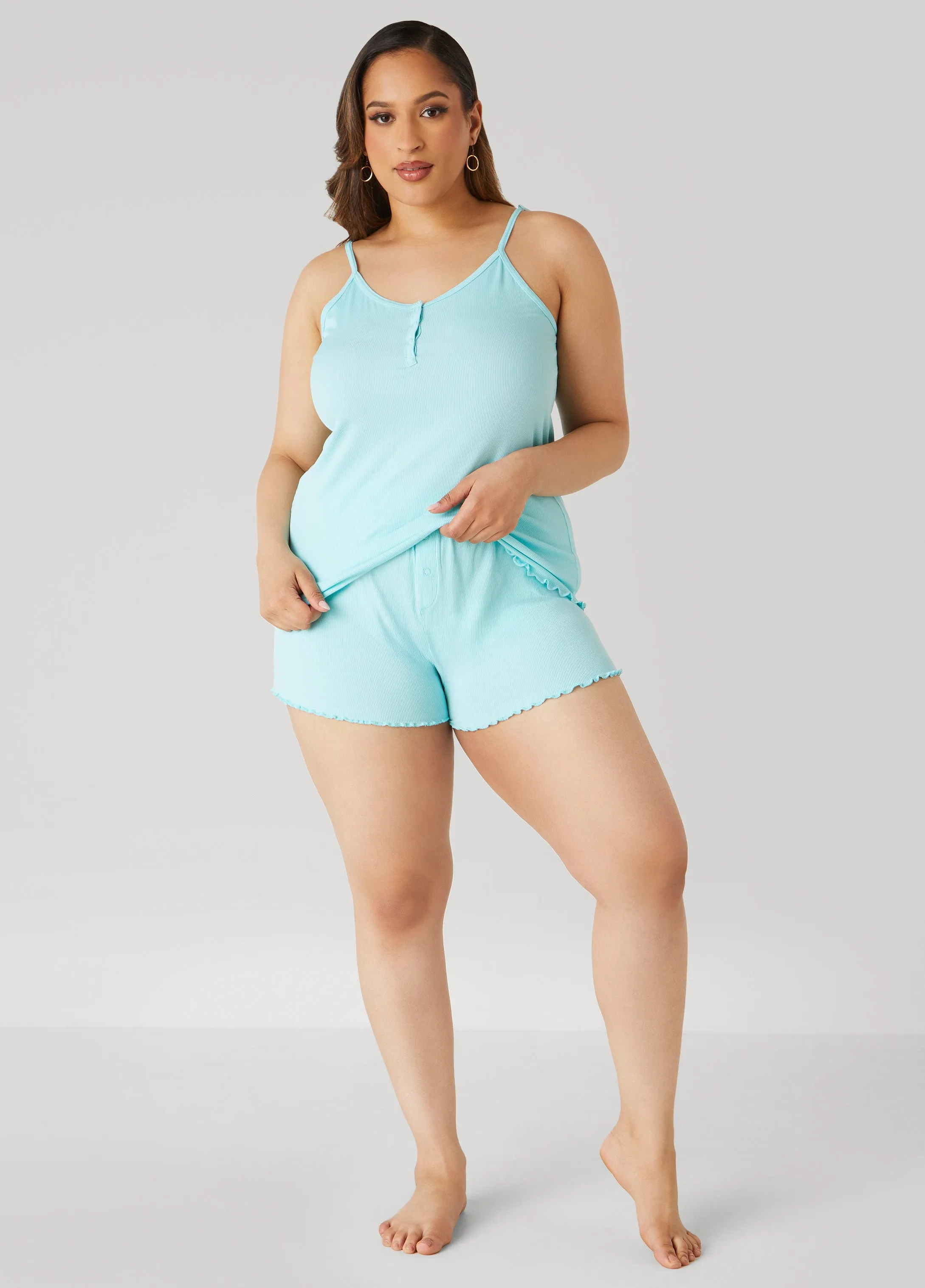 Love To Sleep Ribbed PJ Shorts Set sold by Ashley Stewart