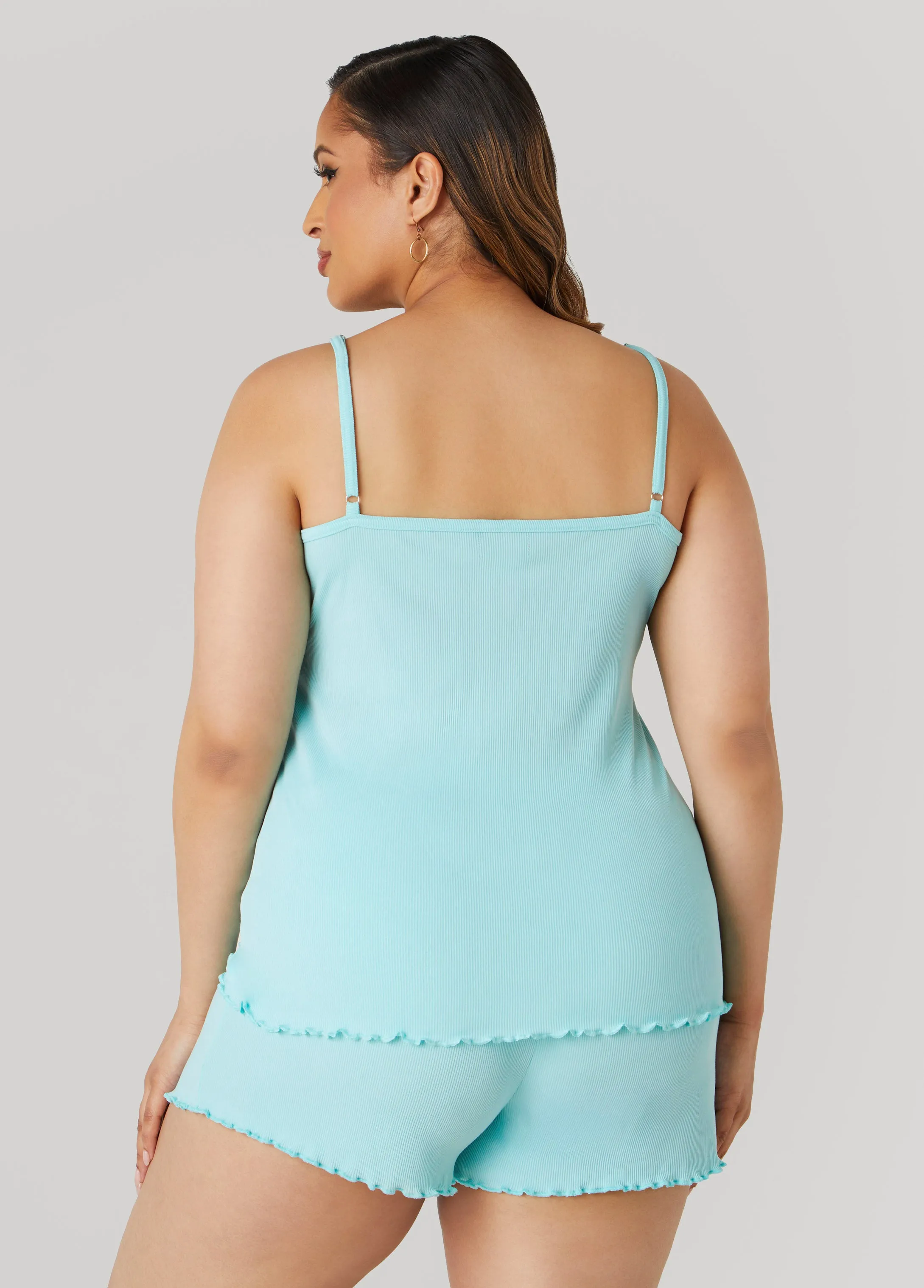 Love To Sleep Ribbed PJ Shorts Set sold by Ashley Stewart product image thumbnail 2