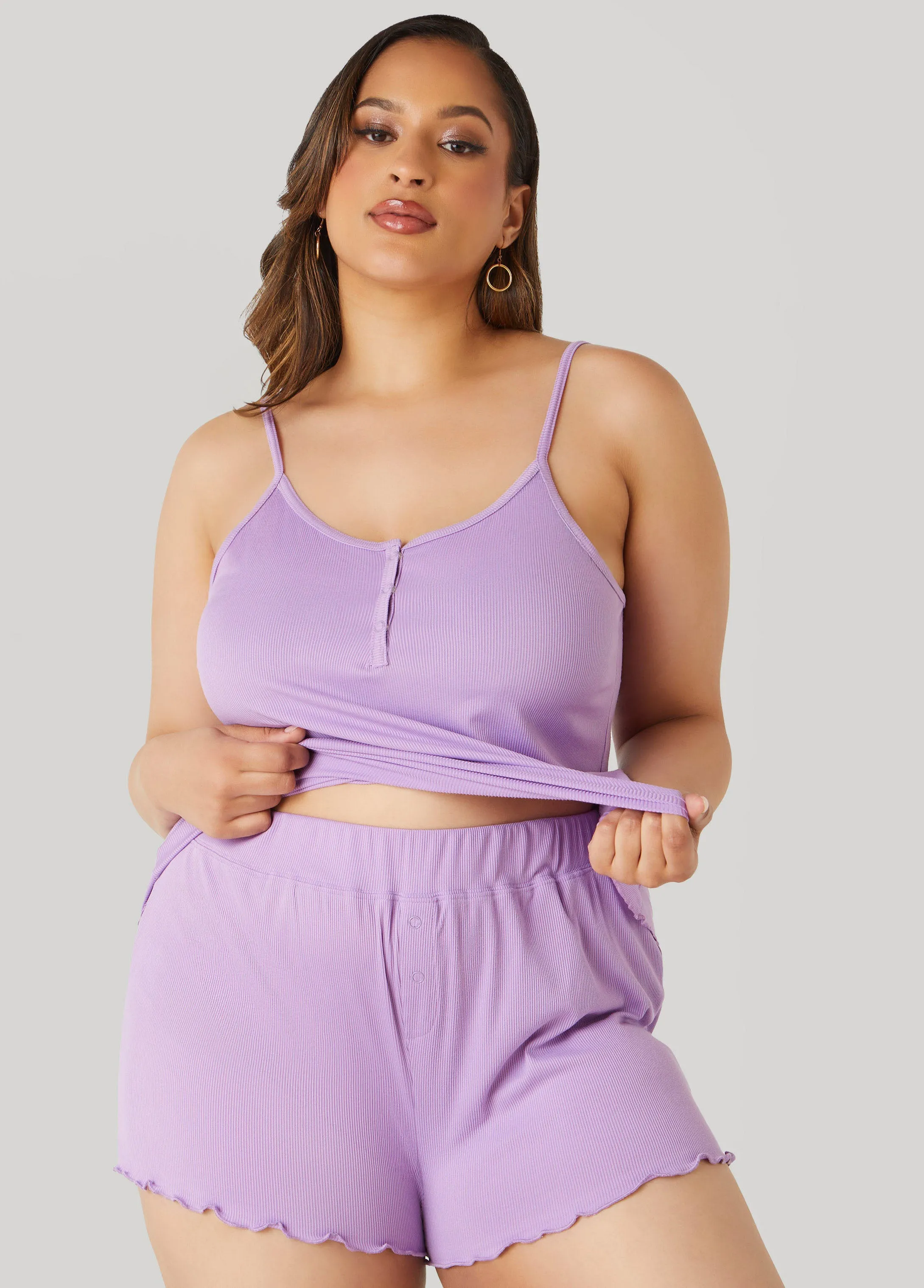 Love To Sleep Ribbed PJ Shorts Set sold by Ashley Stewart product image thumbnail 4