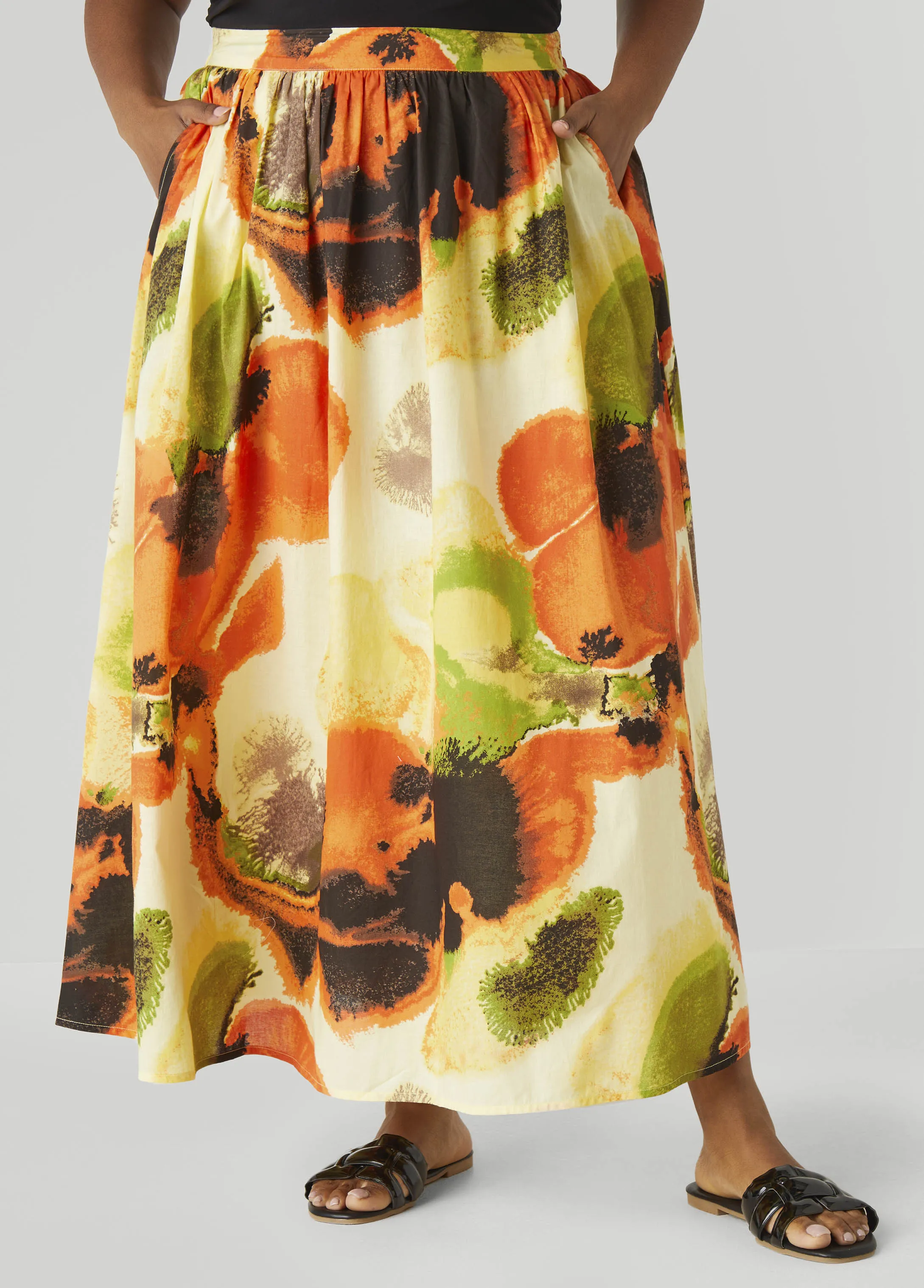 Watercolor Cotton Maxi Skirt sold by Ashley Stewart product image thumbnail 3