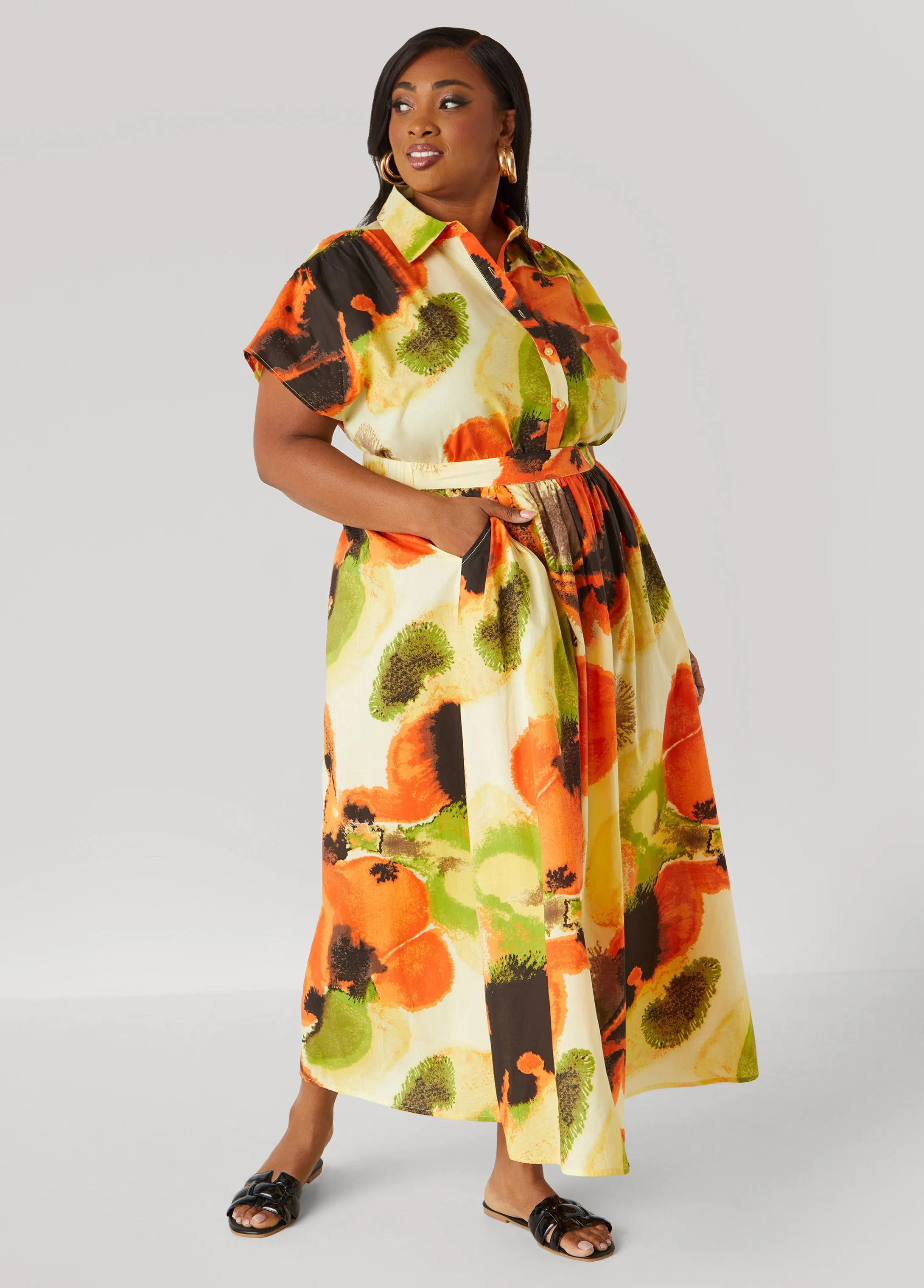 Watercolor Cotton Maxi Skirt sold by Ashley Stewart